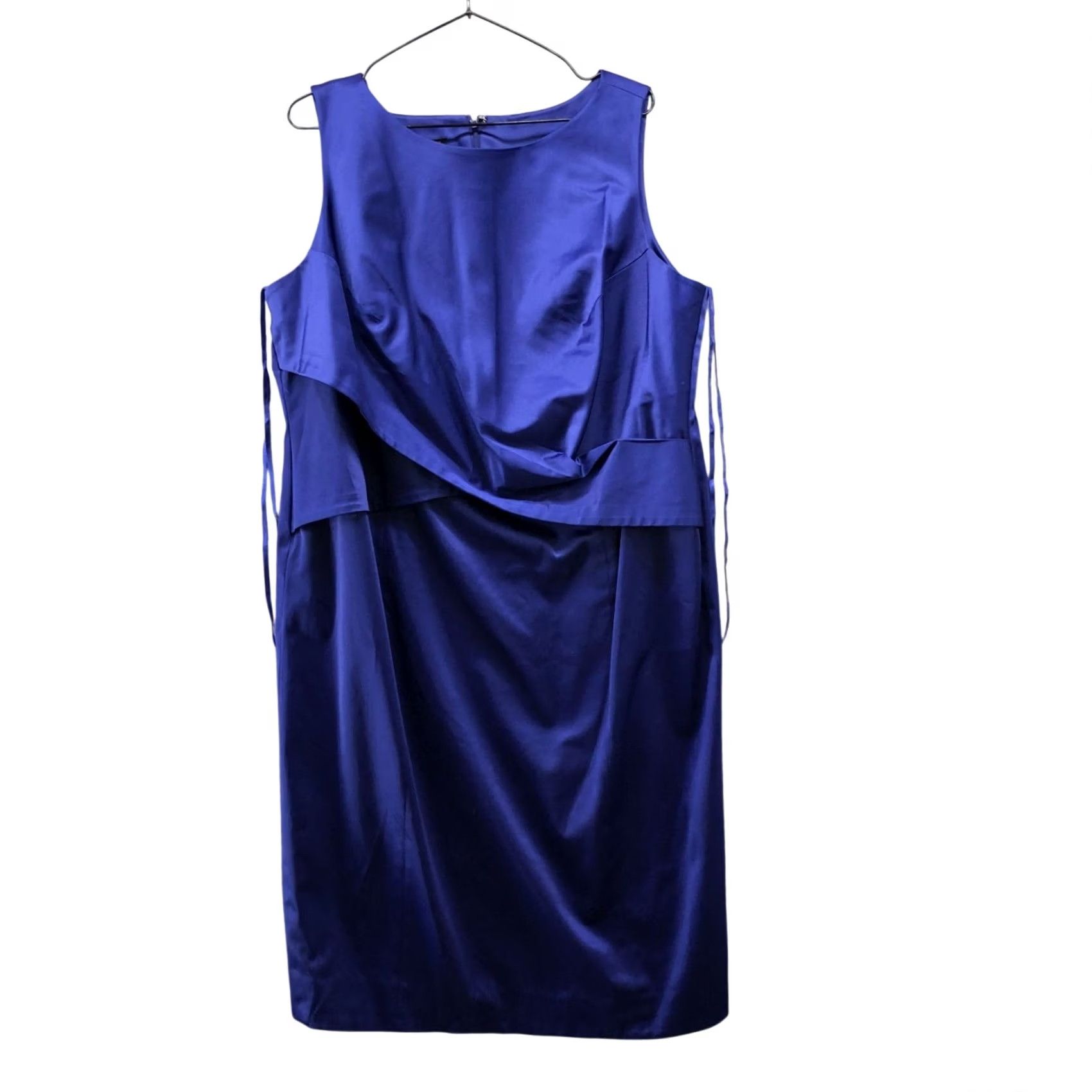 Talbots VINTAGE? No. Talbots Satin Sheath Dress Womens 16W Royal Blue Sleeveless Drape Formal 16W Blue Size XXL / US 16-18 / IT 52-54 - 2 Thumbnail