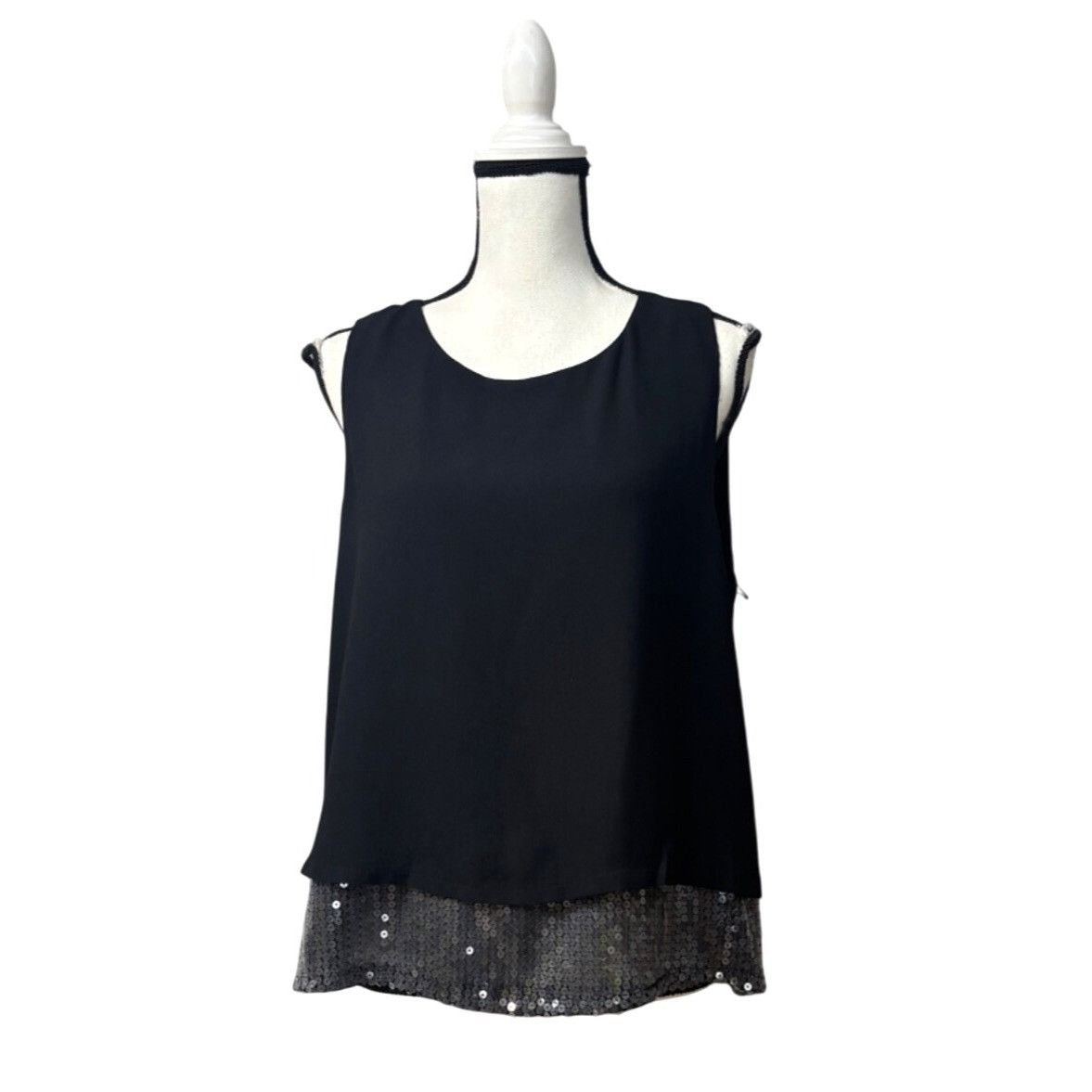 Other Halogen Sequin Trim Sleeveless Top, Black, Sz. L Size L / US 10 / IT 46 - 1 Thumbnail