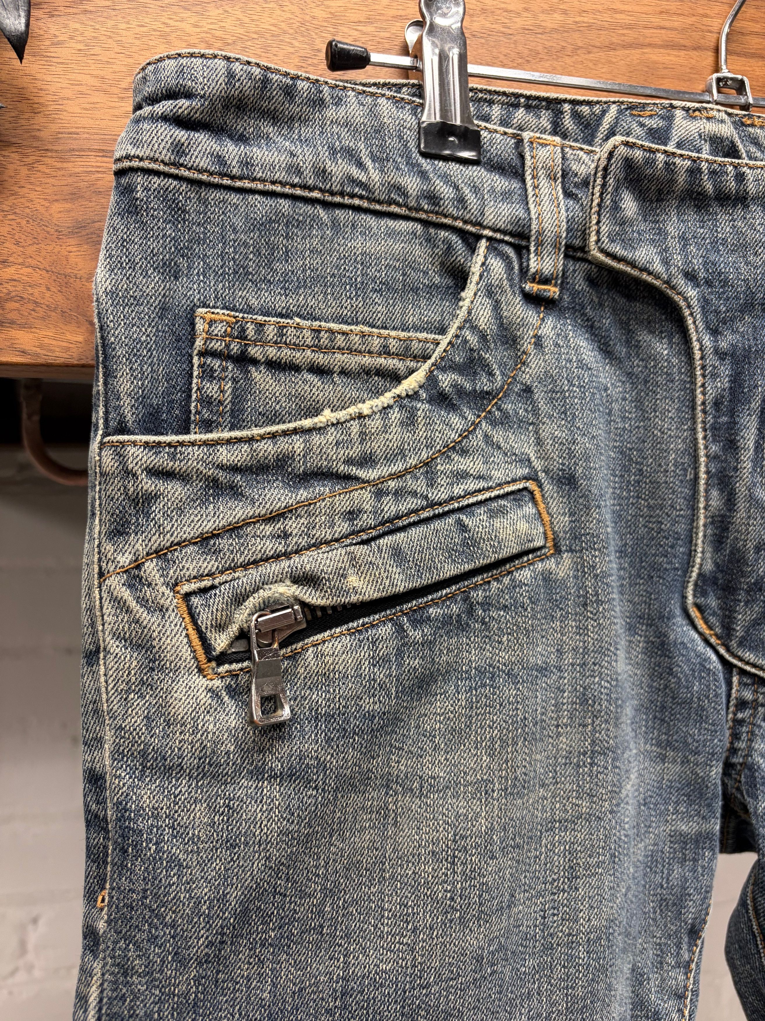 Balmain Raw Washed Blue Classic Biker Knee Denim