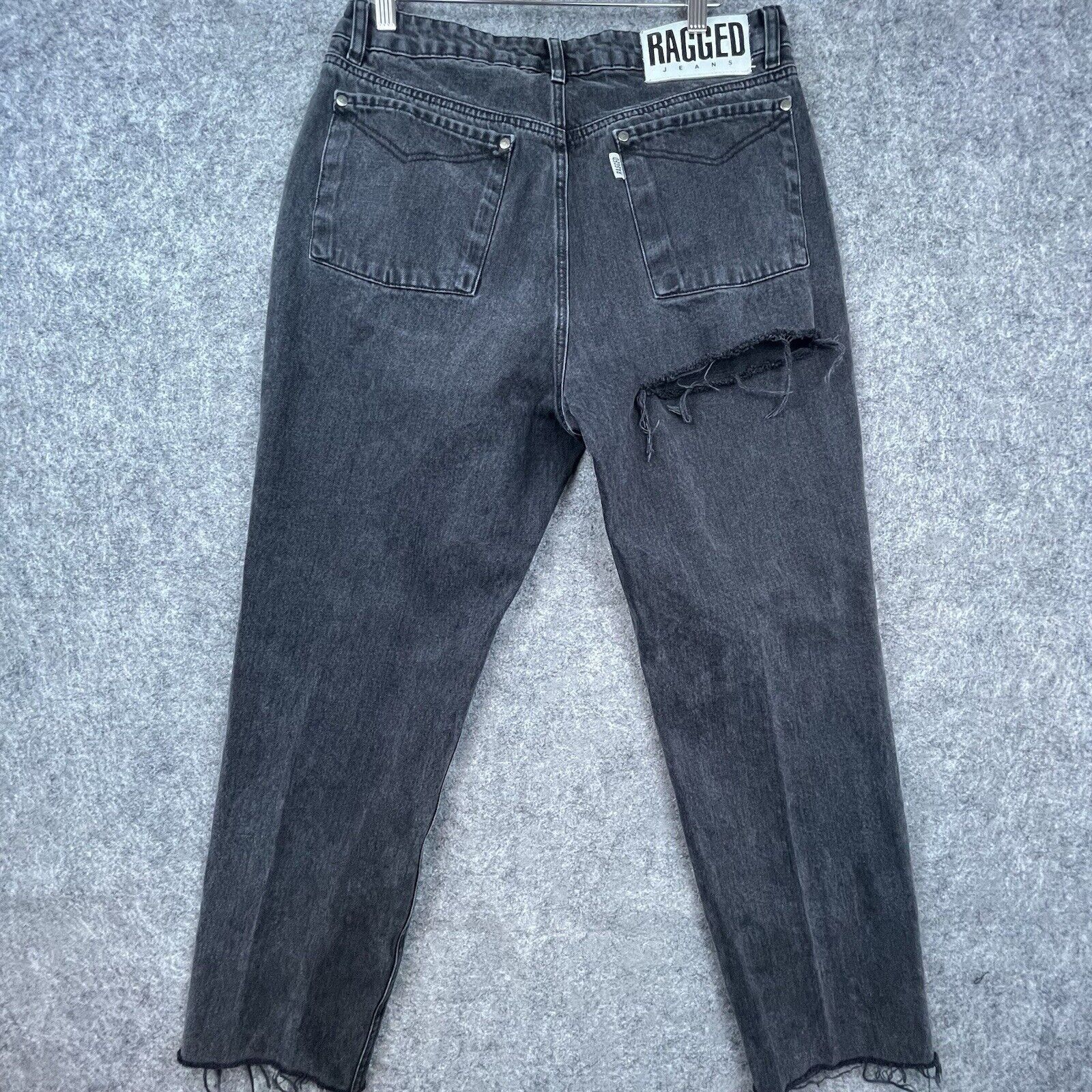 The Ragged Priest Ragged Priest Jeans Womens 32 Black Straight Raw Hem Ripped Size 32" / US 10 / IT 46 - 2 Thumbnail
