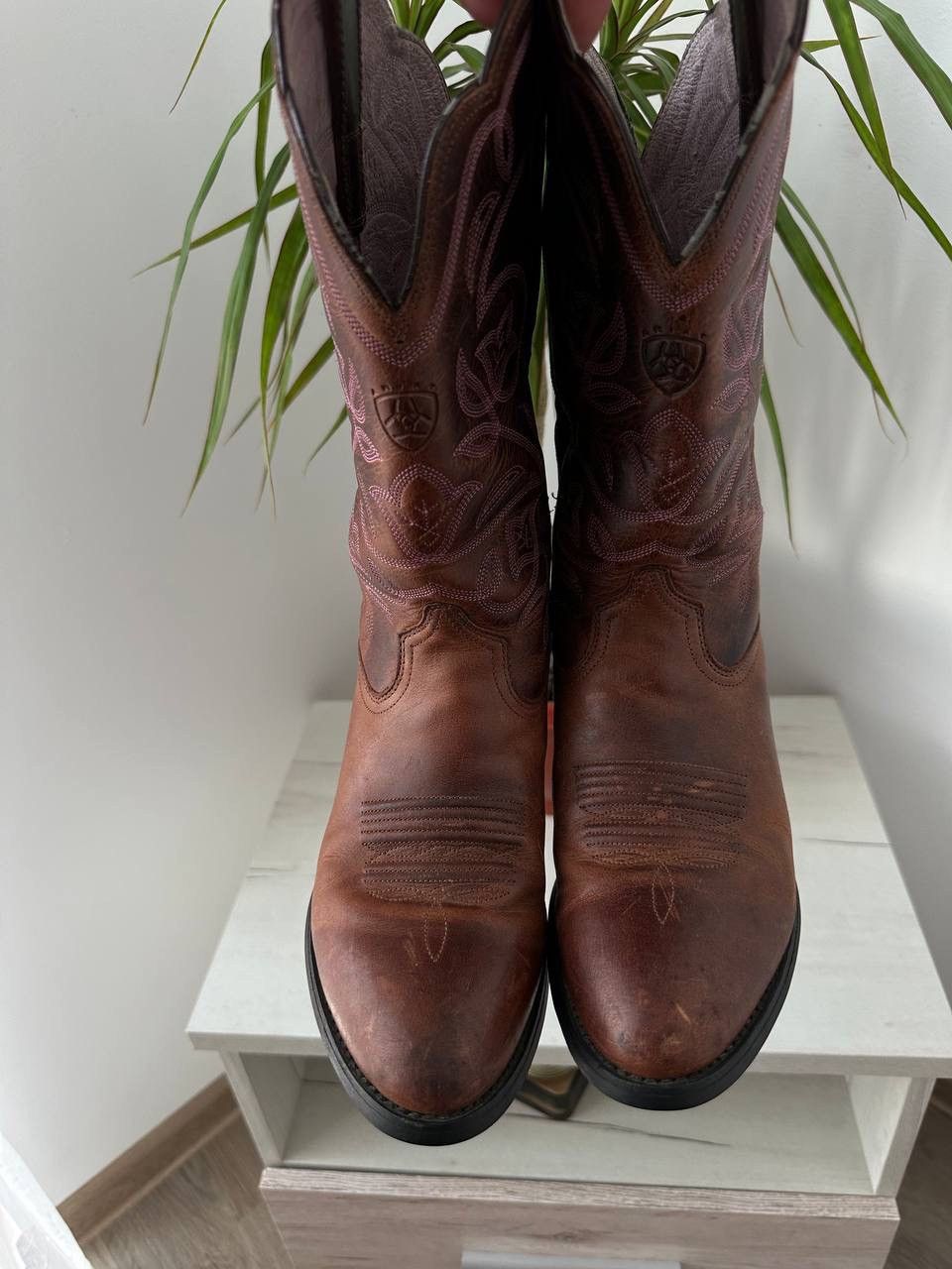 Japanese Brand × Leather × Vintage Vintage Cowboy Brown Womesn Western Leather Boots Size US 7.5 / IT 37.5 - 10 Thumbnail