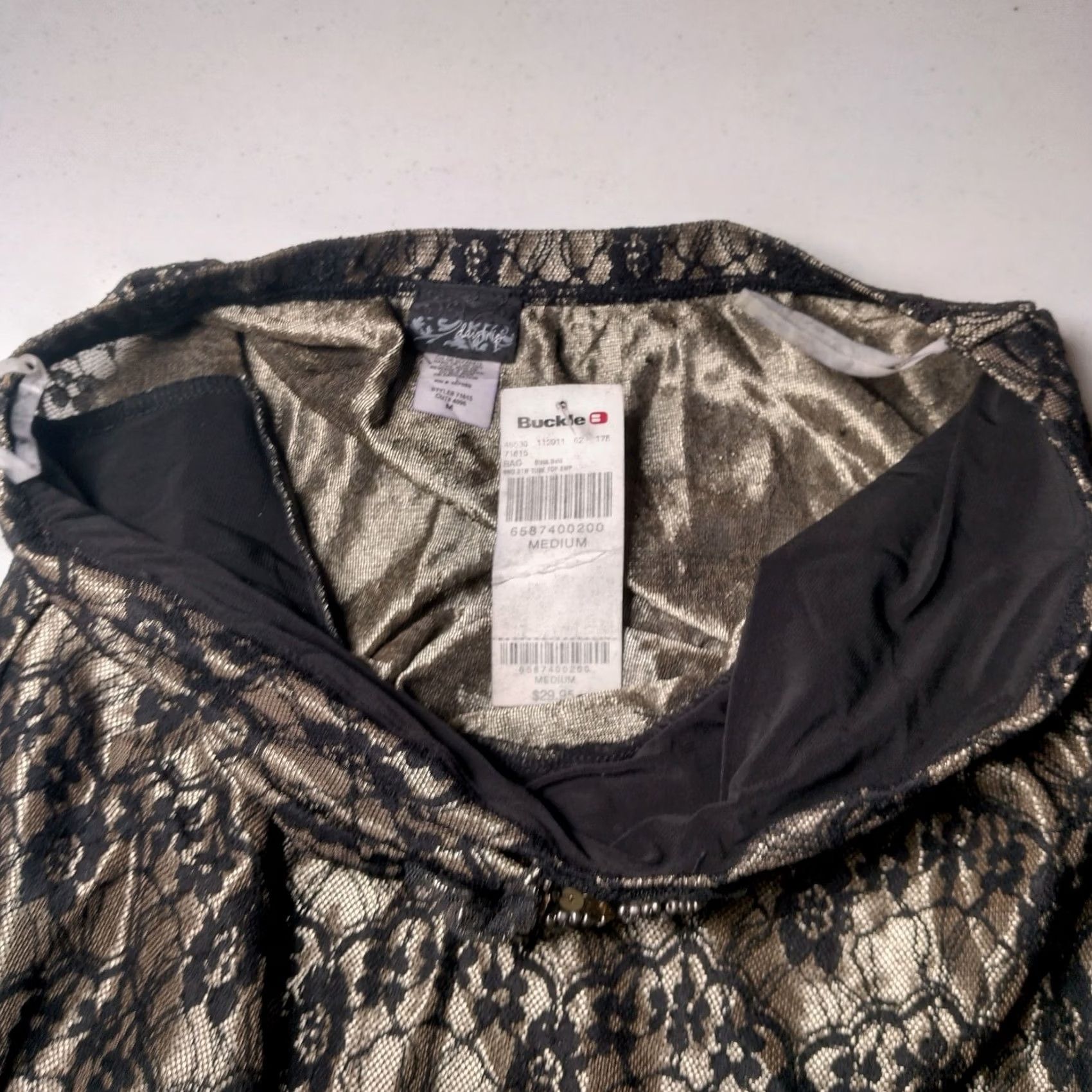 Vintage VINTAGE Daytrip Tube Top Shirt M Strapless Beaded Sequin Floral Lace NOS Black Women Size M / US 6-8 / IT 42-44 - 5 Thumbnail