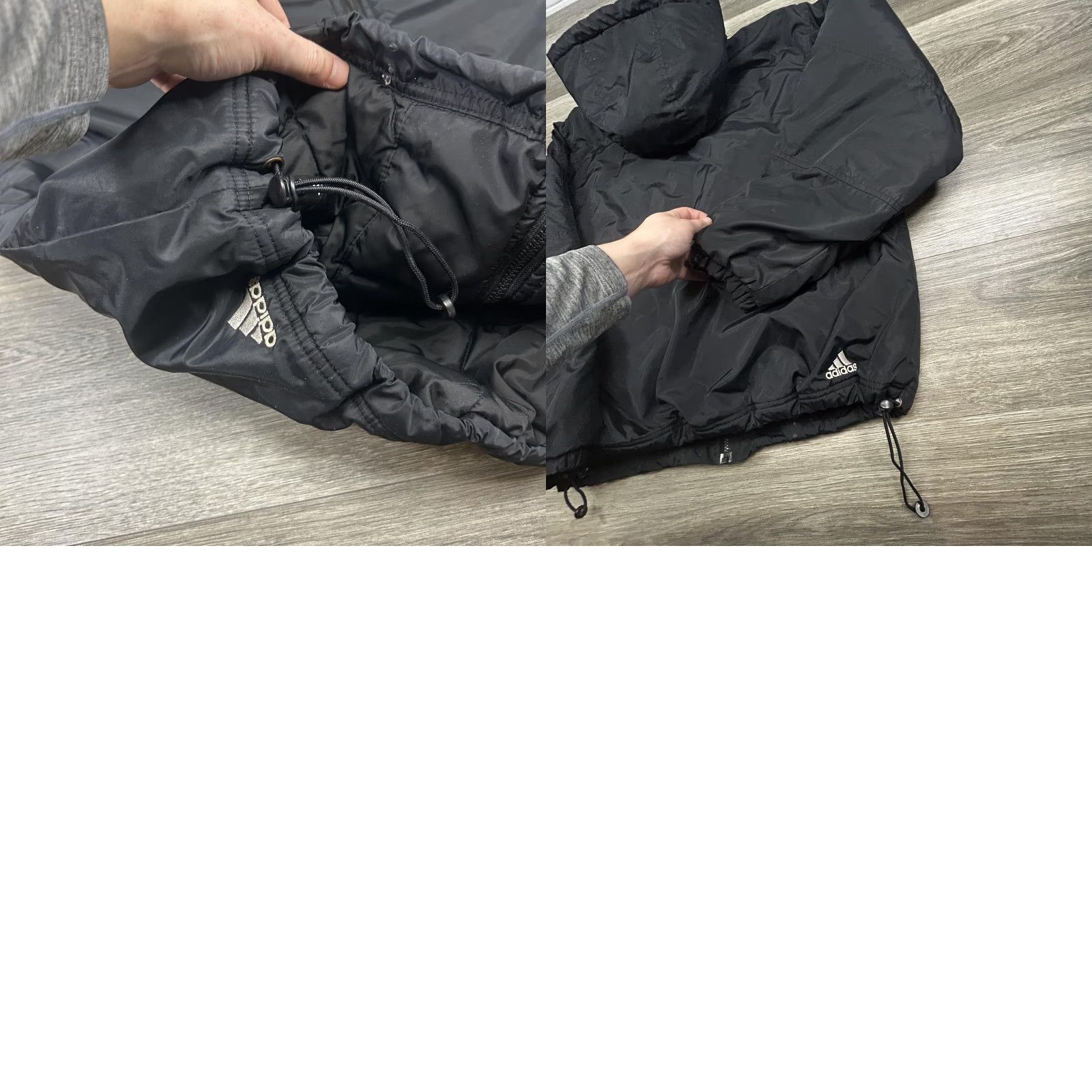 VINTAGE Adidas Jacket Mens Medium Black Hooded Insulated Full Zip Puffer Coat