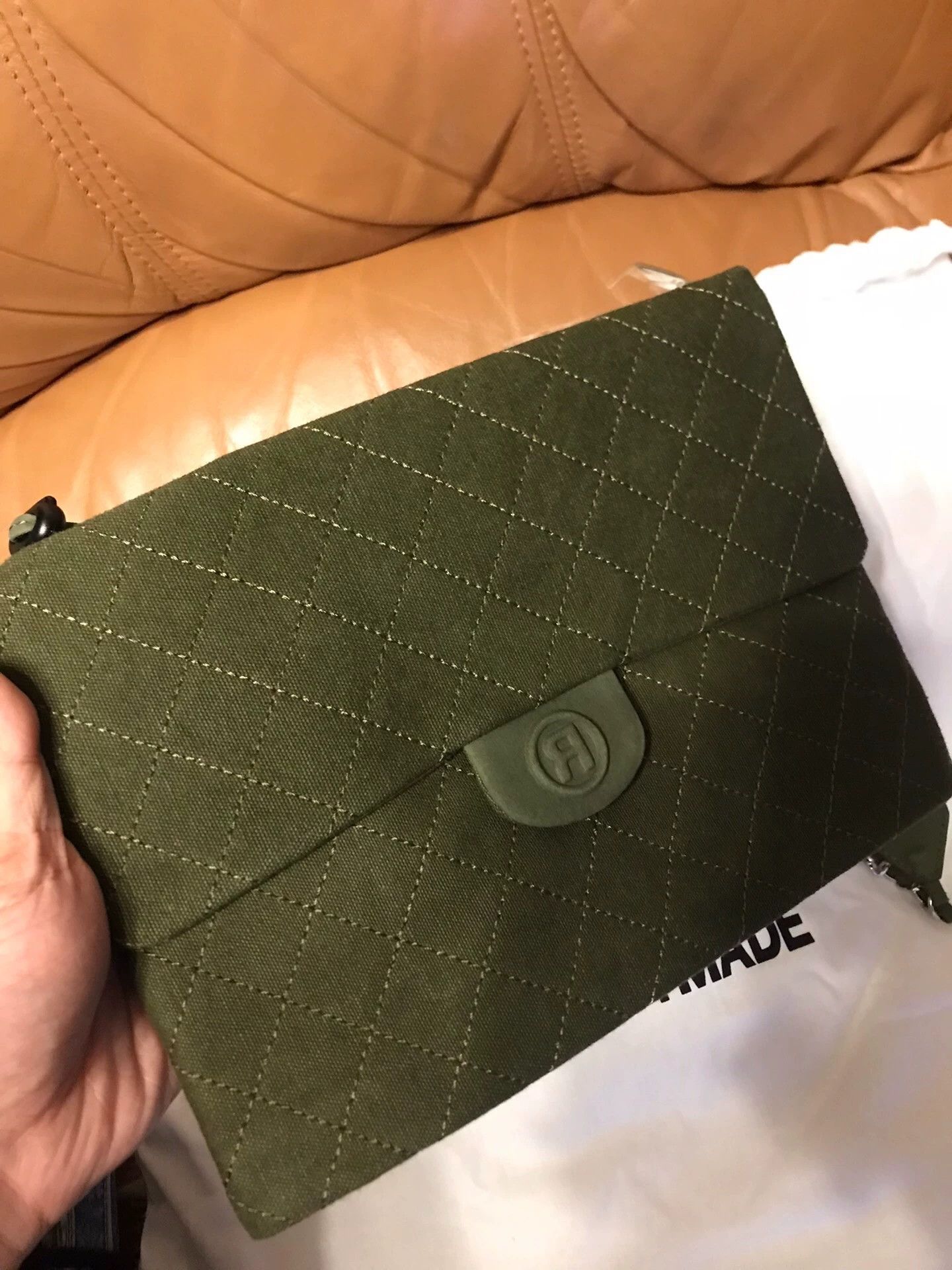 Other Japan New Olive Drab Cloth Leather Envelope Messenger Unisex Size ONE SIZE - 2 Thumbnail