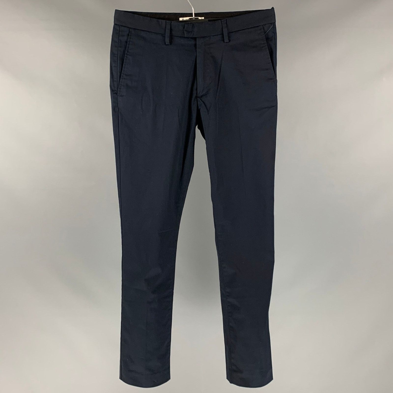 Acne Studios ACNE STUDIOS 32 Navy Cotton Elastane Flat Front Casual Pants Size US 32 / EU 48 - 1 Thumbnail