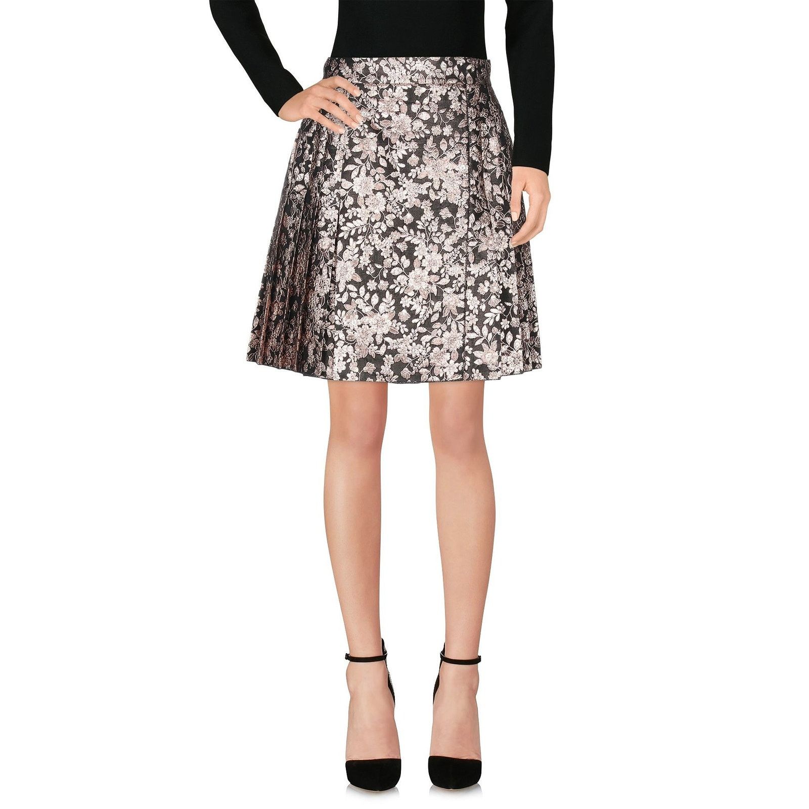 Dolce & Gabbana Dolce & Gabbana Gold Black Pleated Jacquard Mini Skirt IT 38 Size 26" / US 2 / IT 38 - 2 Thumbnail
