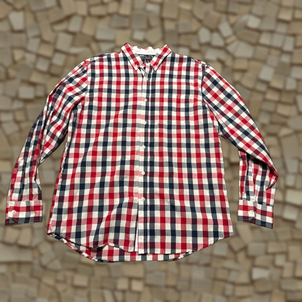 Vintage Straightfaded Shirt Mens Large Red White Blue Plaid Long Sleeve Button Up Size US L / EU 52-54 / 3 - 1 Thumbnail