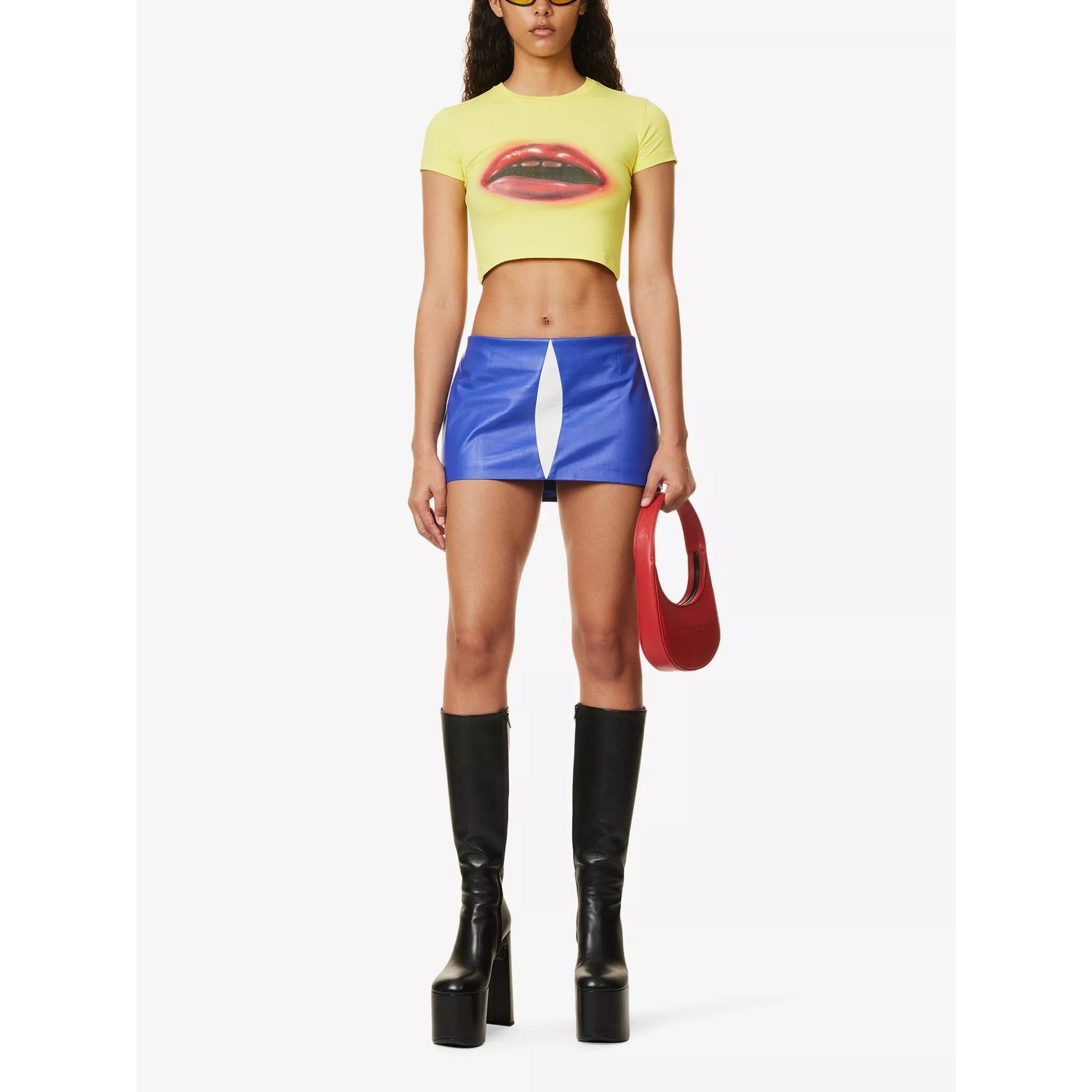 Mowalola MOWALOLA Colourblock Insert Faux Leather Mini Zip Skirt Size 27" / US 4 / IT 40 - 2 Thumbnail