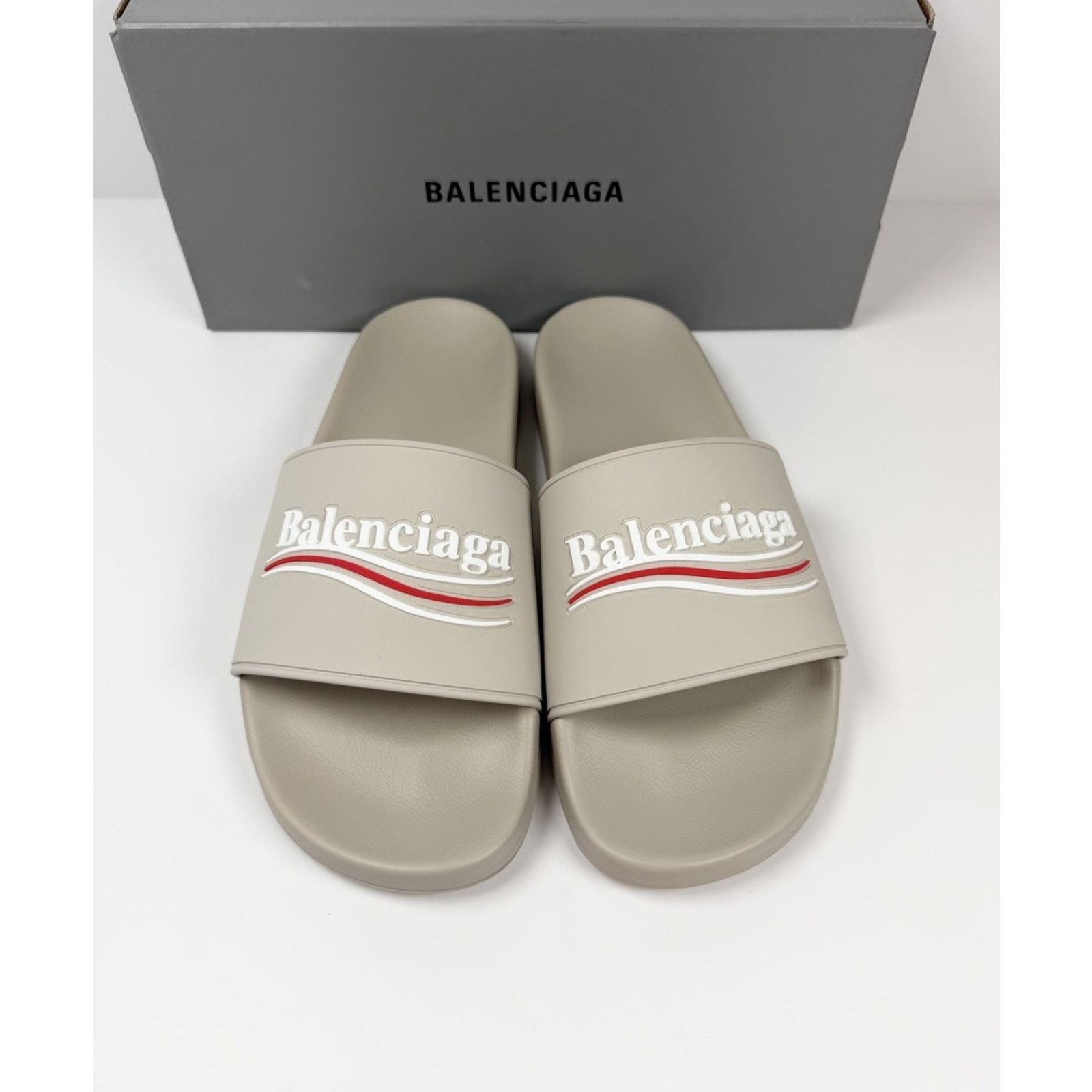 Balenciaga Size 9 - Balenciaga Beige Pool Campaign Logo Sandals NEW! Size US 9 / EU 42 - 2 Thumbnail