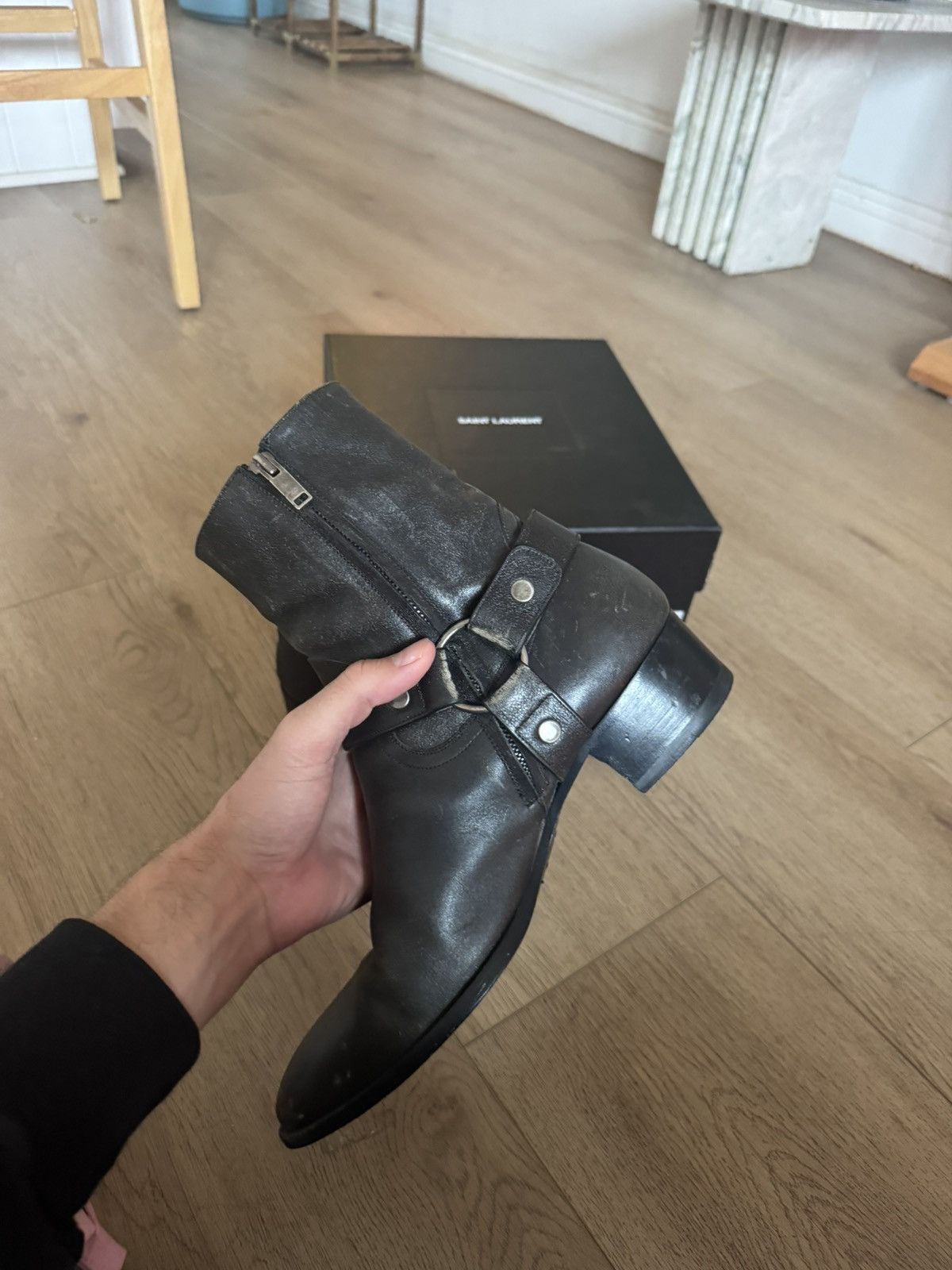 Saint Laurent Paris Harness Wyatts “Vintage Black” Size US 10 / EU 43 - 3 Thumbnail