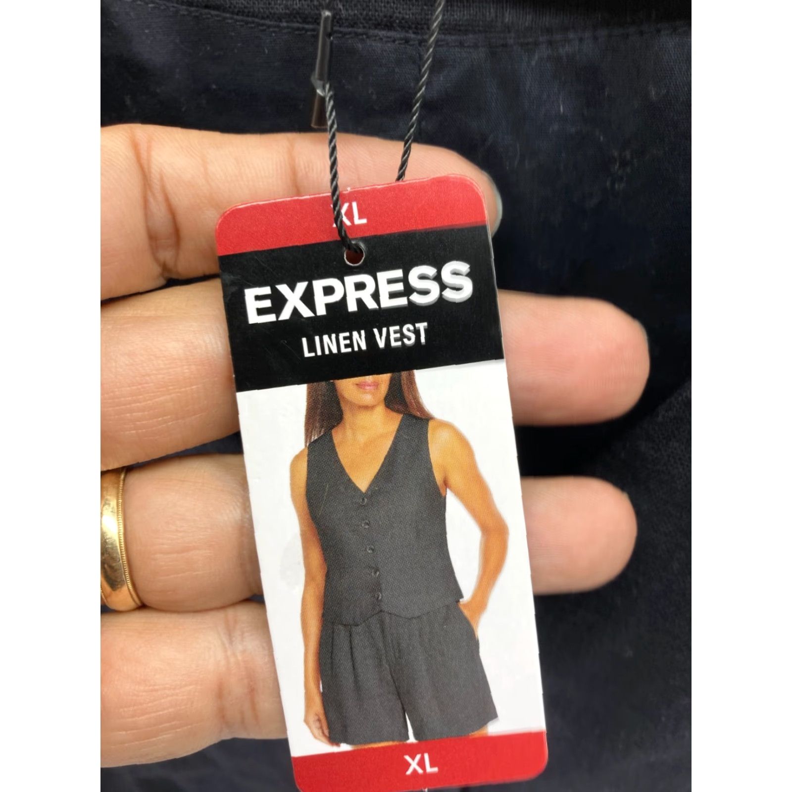 Express Express Linen Vest Womens XL Black Button Front V-Neck Classic Look NWT Vest Linen Express Black XL V-Neck Button Front Womens NWT Size XL / US 12-14 / IT 48-50 - 5 Thumbnail