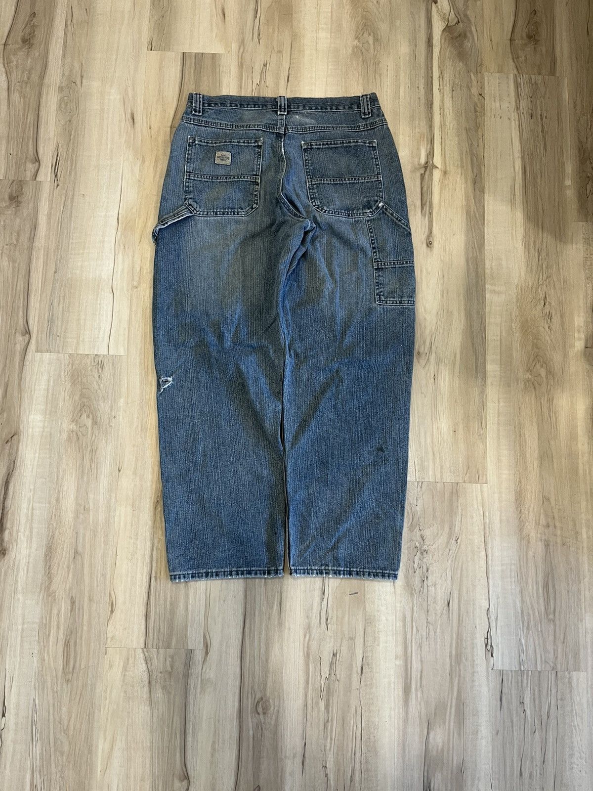 Lee × Vintage Y2K Lee dungaree wide leg carpenter jeans Size US 31 - 2 Thumbnail