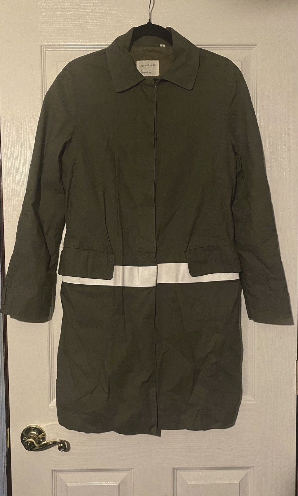 Helmut Lang rubber stripe military coat