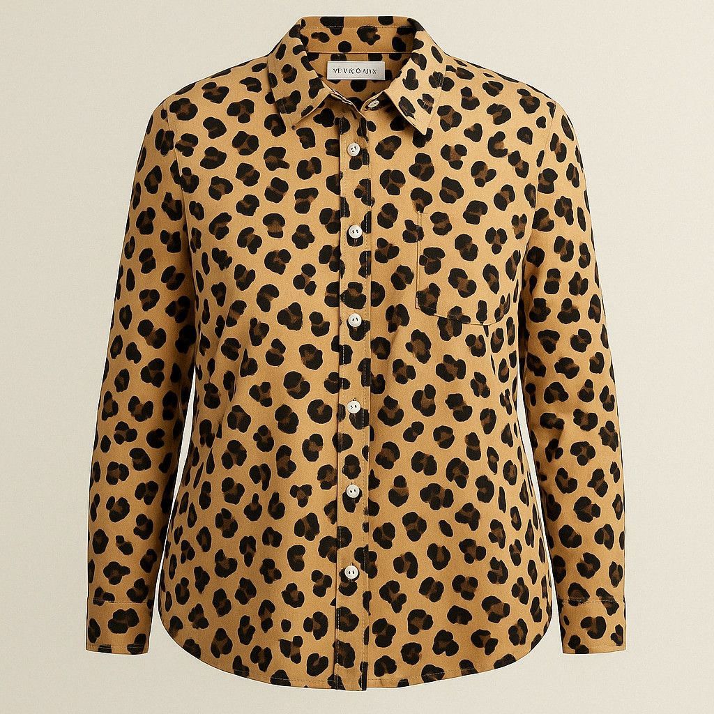 Kim Jones Kim Rogers XL Leopard Print 100% Cotton Button-Down Blouse Size XL / US 12-14 / IT 48-50 - 2 Thumbnail