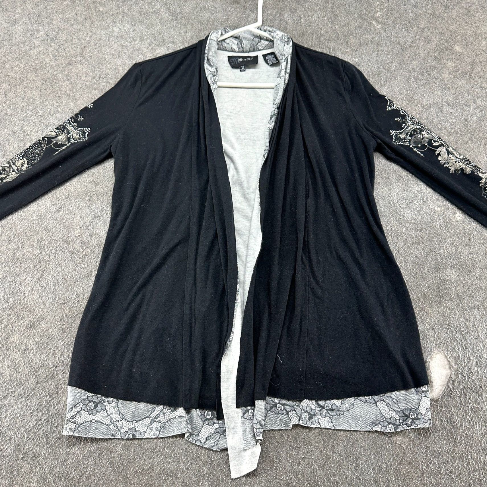Miss Me VINTAGE Miss Me Cardigan Sweater Womens M Black Rhinestone Bling Roses Cross 80s 90s Fashion Style Cardigan Mens Womens Girls Boys Size M / US 6-8 / IT 42-44 - 3 Thumbnail