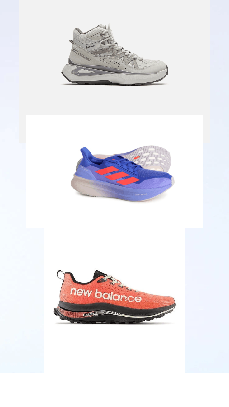 Salomon (3 pairs) Odyssey ELMT, UltraBOOST 5X, SC Trail Size US 10.5 / EU 43-44 - 1 Thumbnail