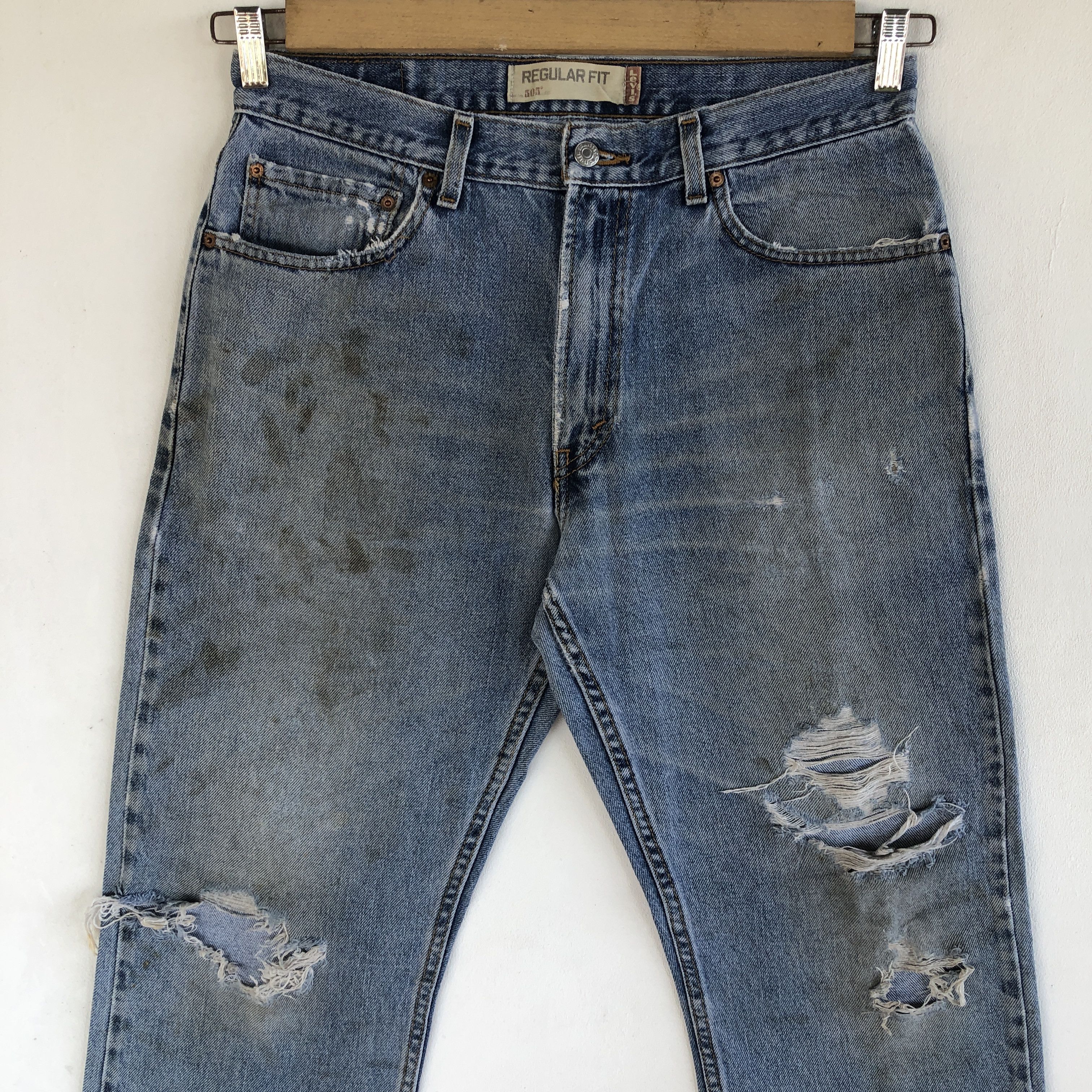 Levi's Vintage Y2K Levis 505 Distressed Jeans Levi's Faded Denim Size US 32 / EU 48 - 3 Thumbnail