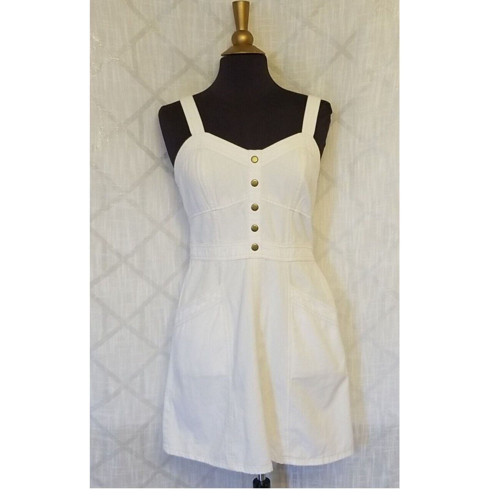 Other Japna White Denim Tan Stitch Sweetheart Neck Pocket Mini M Size M / US 6-8 / IT 42-44 - 1 Thumbnail