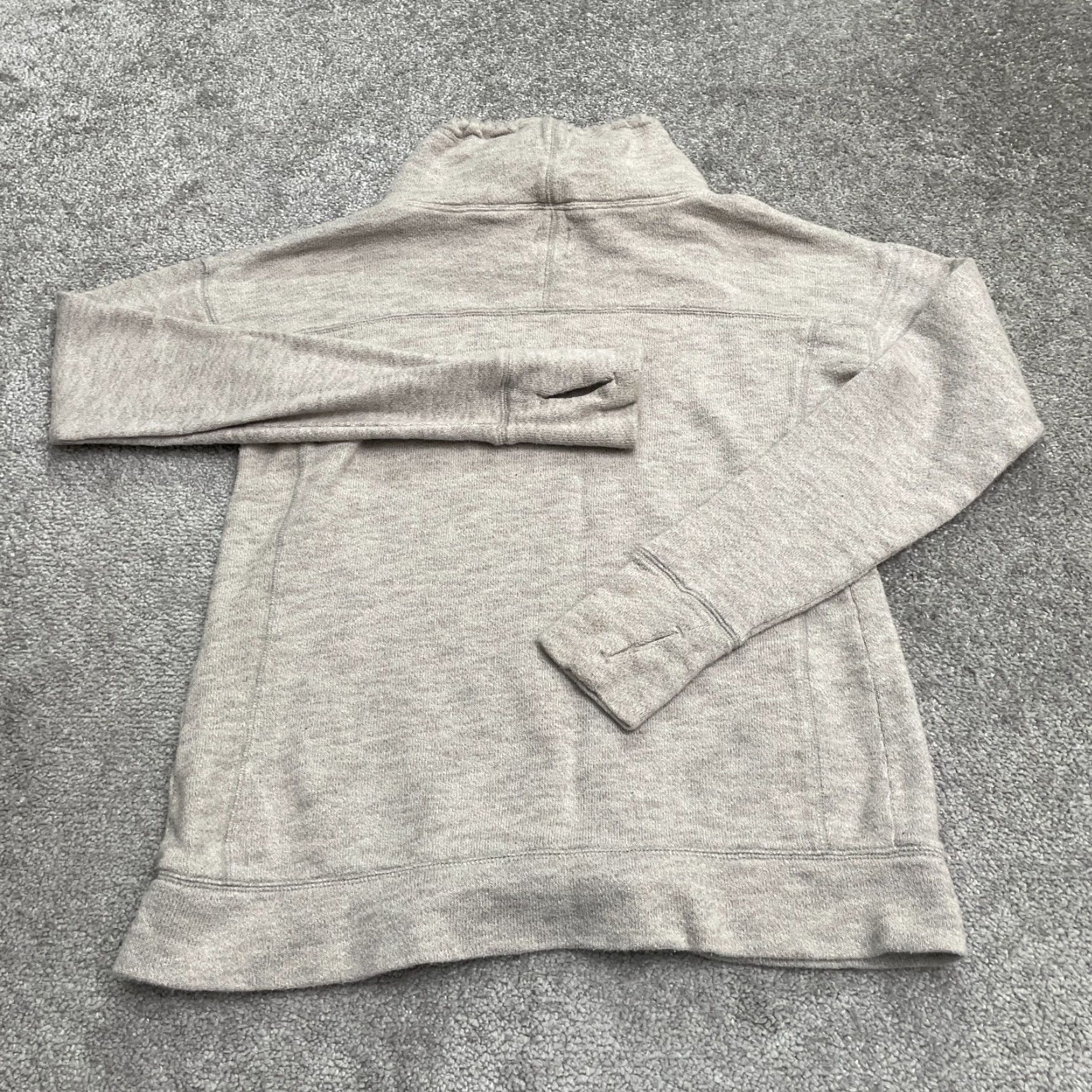 Gap Gap Fit Sweatshirt Womens Medium Beige Mock Neck Drawstring Thumbholes Pullover Size M / US 6-8 / IT 42-44 - 2 Thumbnail