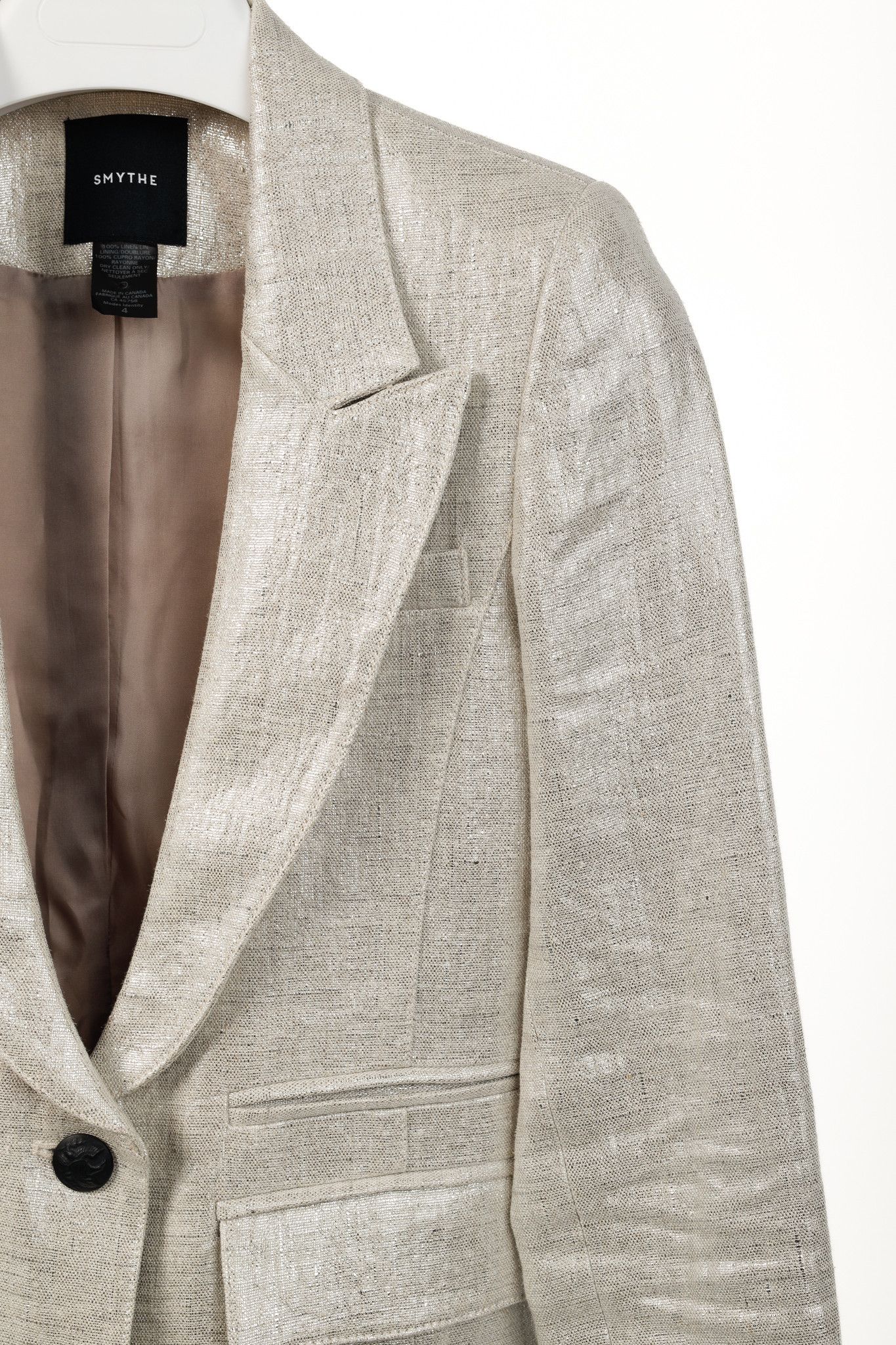 SMYTHE Smythe Spring 2020 Pewter Peaked Lapel Blazer Size S / US 4 / IT 40 - 5 Thumbnail