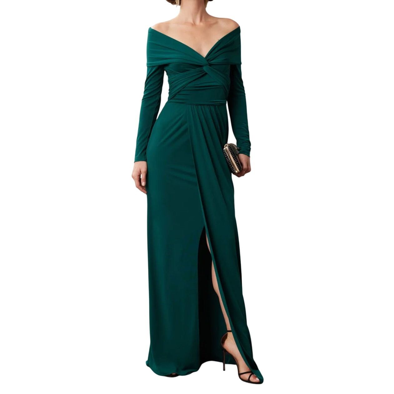 Zac Posen Zac Posen Off Shoulder Wrapped Around Gown in Green, US 6 Size M / US 6-8 / IT 42-44 - 2 Thumbnail