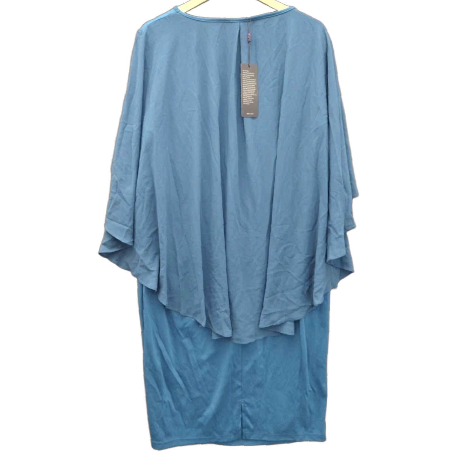 Vintage Hanna Nikole Chiffon Cape Sleeve Dress Women 20W Empire Waist Midi Blue Bohemian - Plus Size, Short Sleeve, Round Neck, Fit & Flare, Party/Cocktail Size 3XL / US 20-22 - 1 Thumbnail