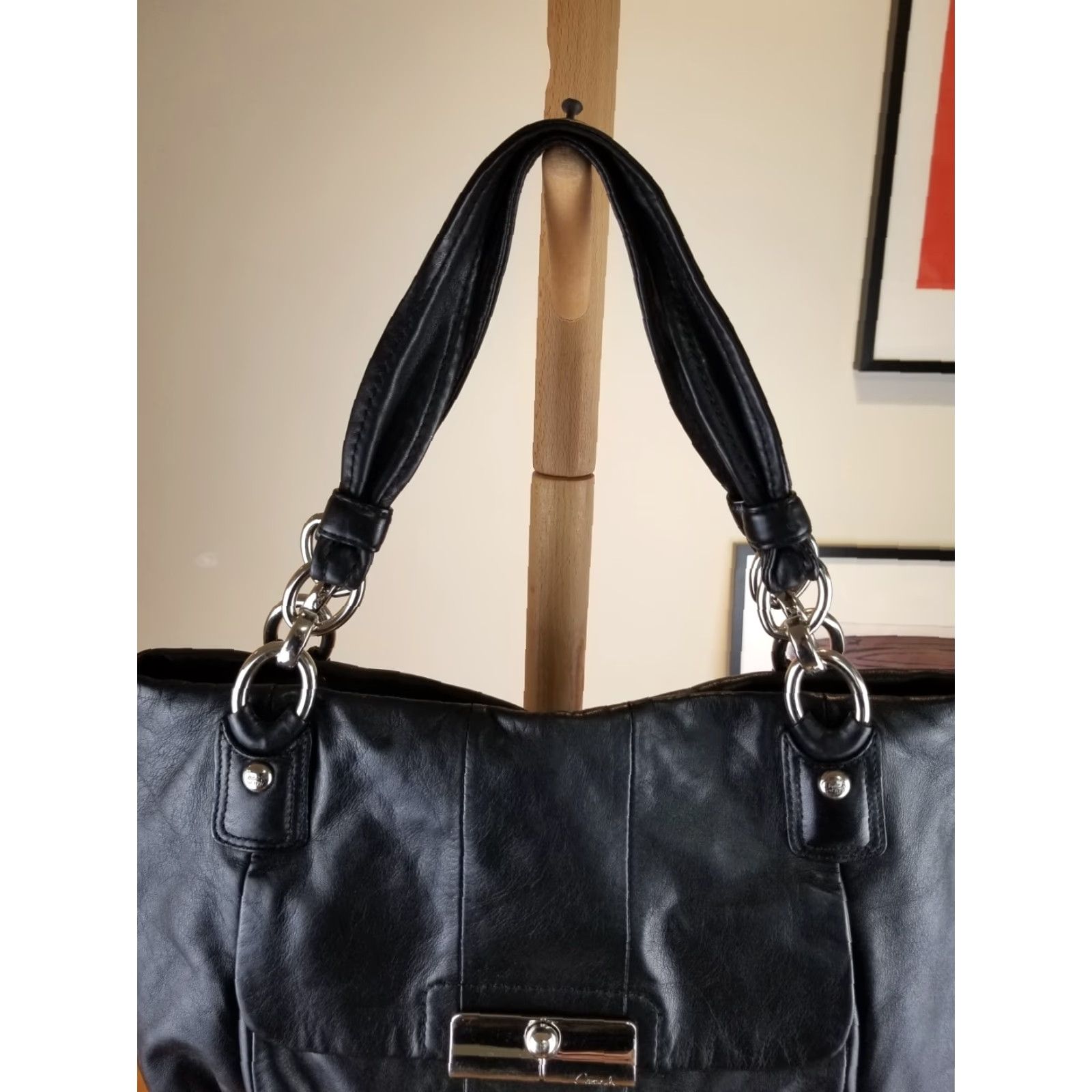 Coach VINTAGE Coach BLACK Leather Shoulder Bag Cross Bag 16814 COACH Y2K Women Medium Size ONE SIZE - 5 Thumbnail