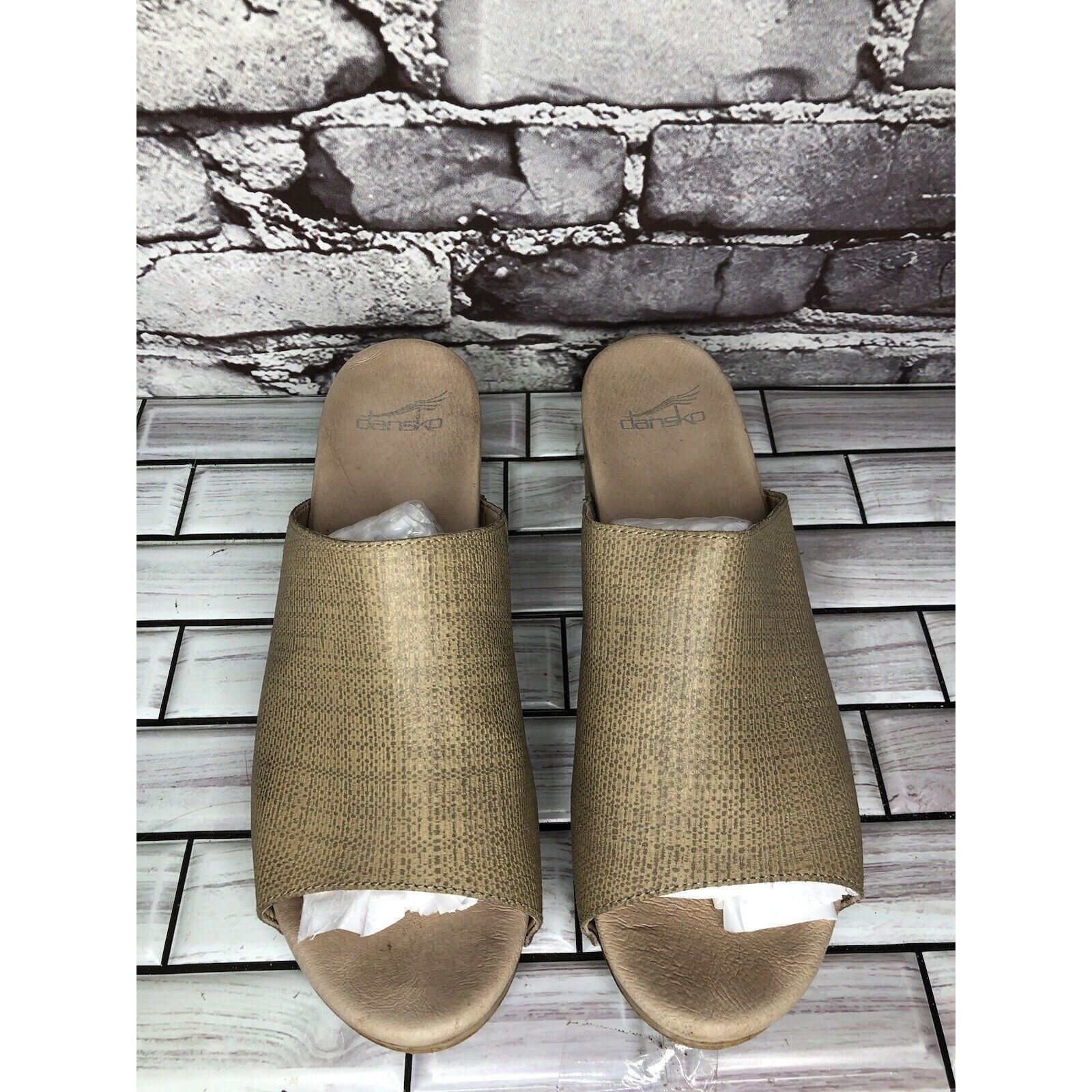 Other Dansko Maci Taupe Textured Beige Tan Leather Heel Sandals Wo Size US 9.5 / IT 39.5 - 17 Thumbnail