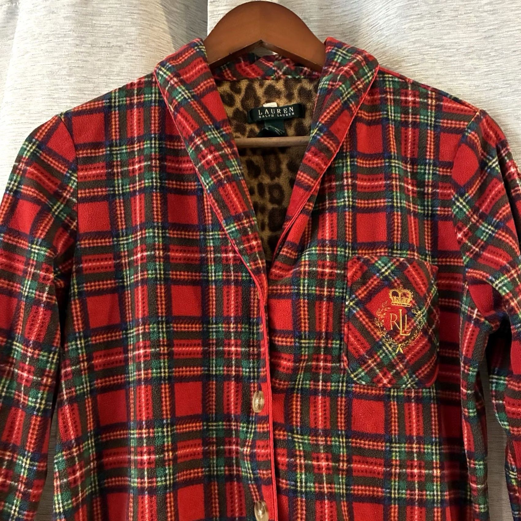 Ralph Lauren Lauren Ralph Lauren Pajama Set Womens Size S Red Tartan Plaid FLANNEL Pajama Top Pants Size ONE SIZE - 4 Thumbnail