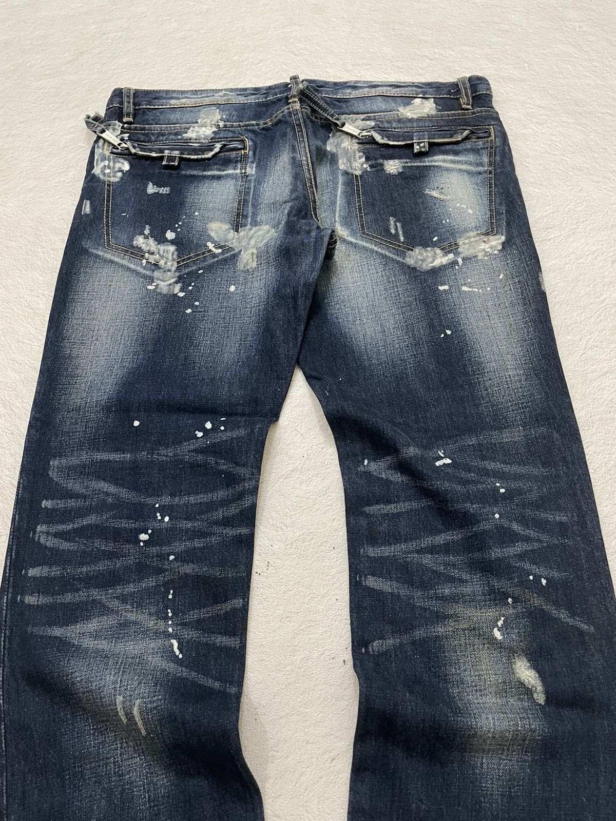 Japanese Brand Dsquared Heavy Distressed Denim Paint Splatter Dirty Washed Size US 37 - 9 Thumbnail