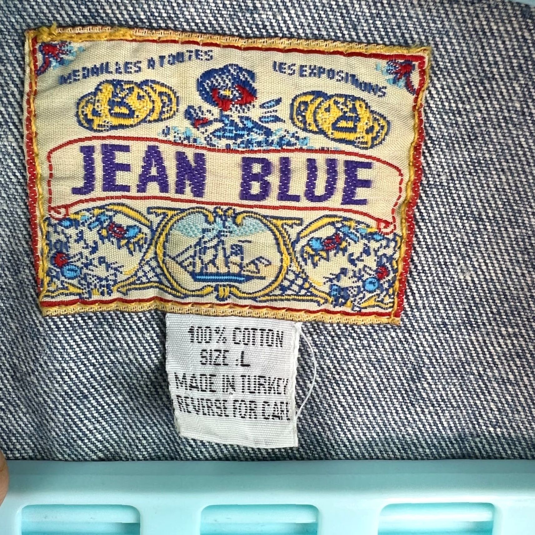Denime Jean Blue Denim Jacket Womens Size L Blue Pockets Button Up Casual 3/4 Sleeve Size 36" / US 14 / IT 50 - 3 Thumbnail