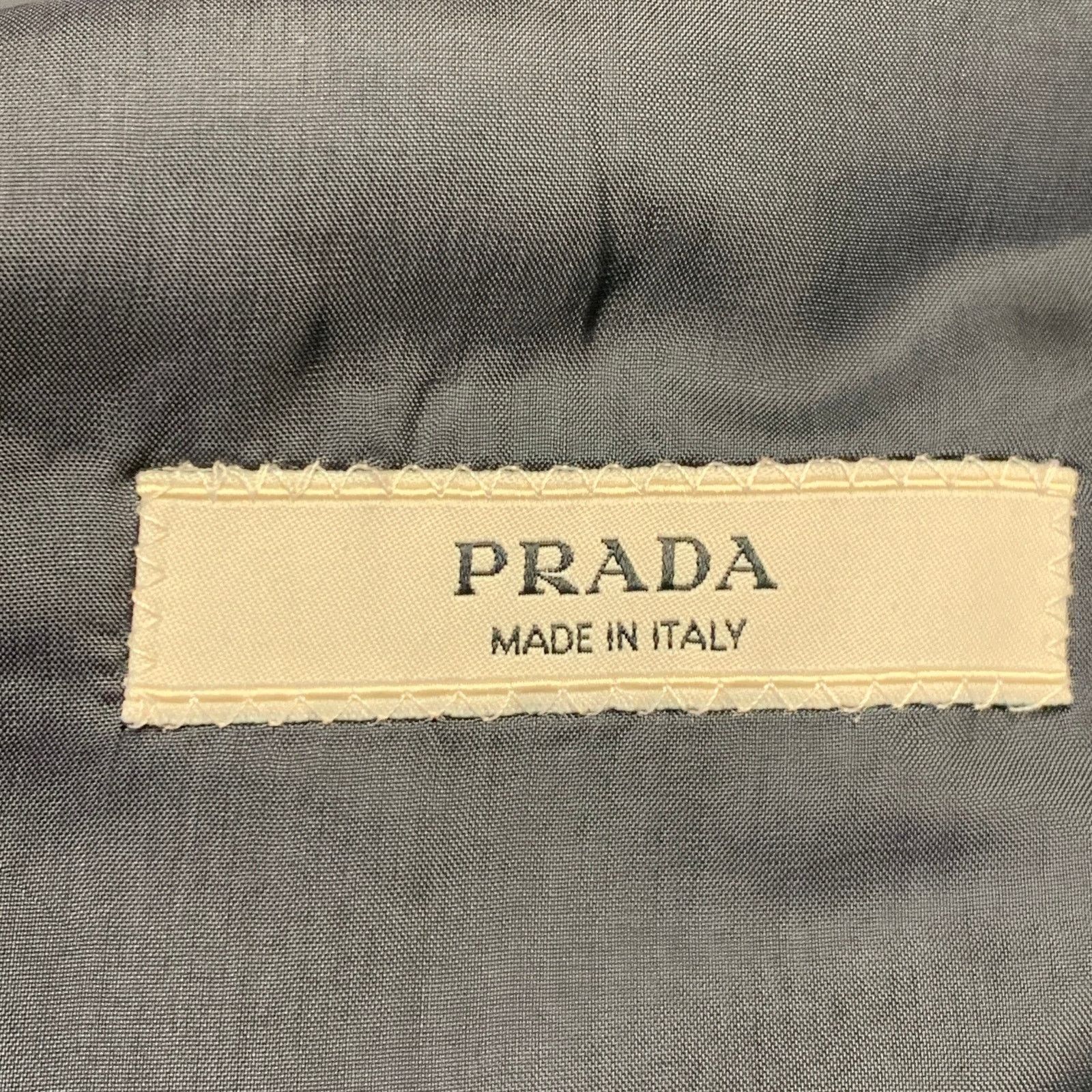 Prada Navy Charcoal Plaid Wool Single Breasted Notch Lapel Size 42R - 6 Thumbnail