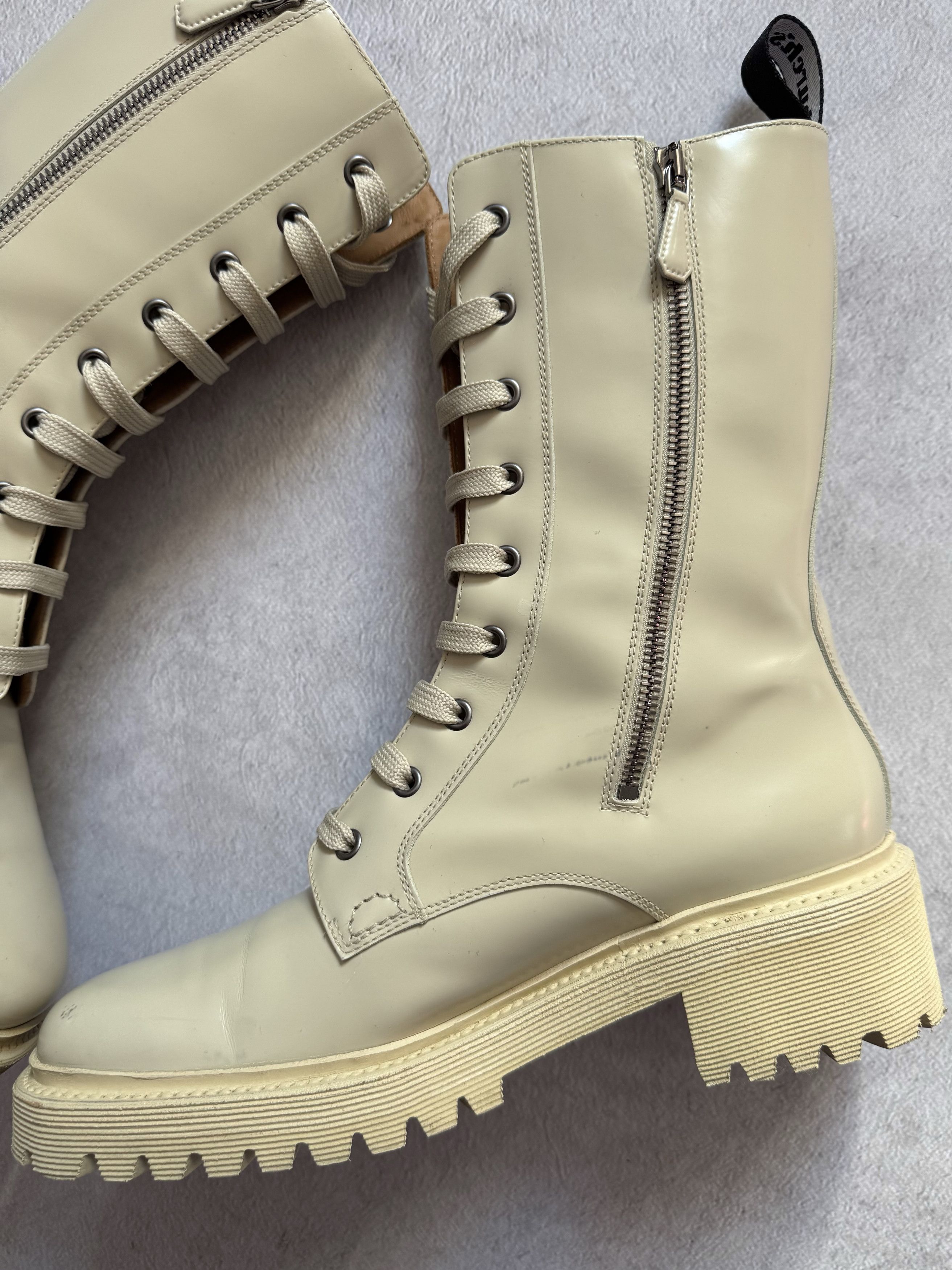 Church's Church's Gwyneth Leather Ankle Combat Boots Beige Size US 10 / IT 40 - 5 Thumbnail