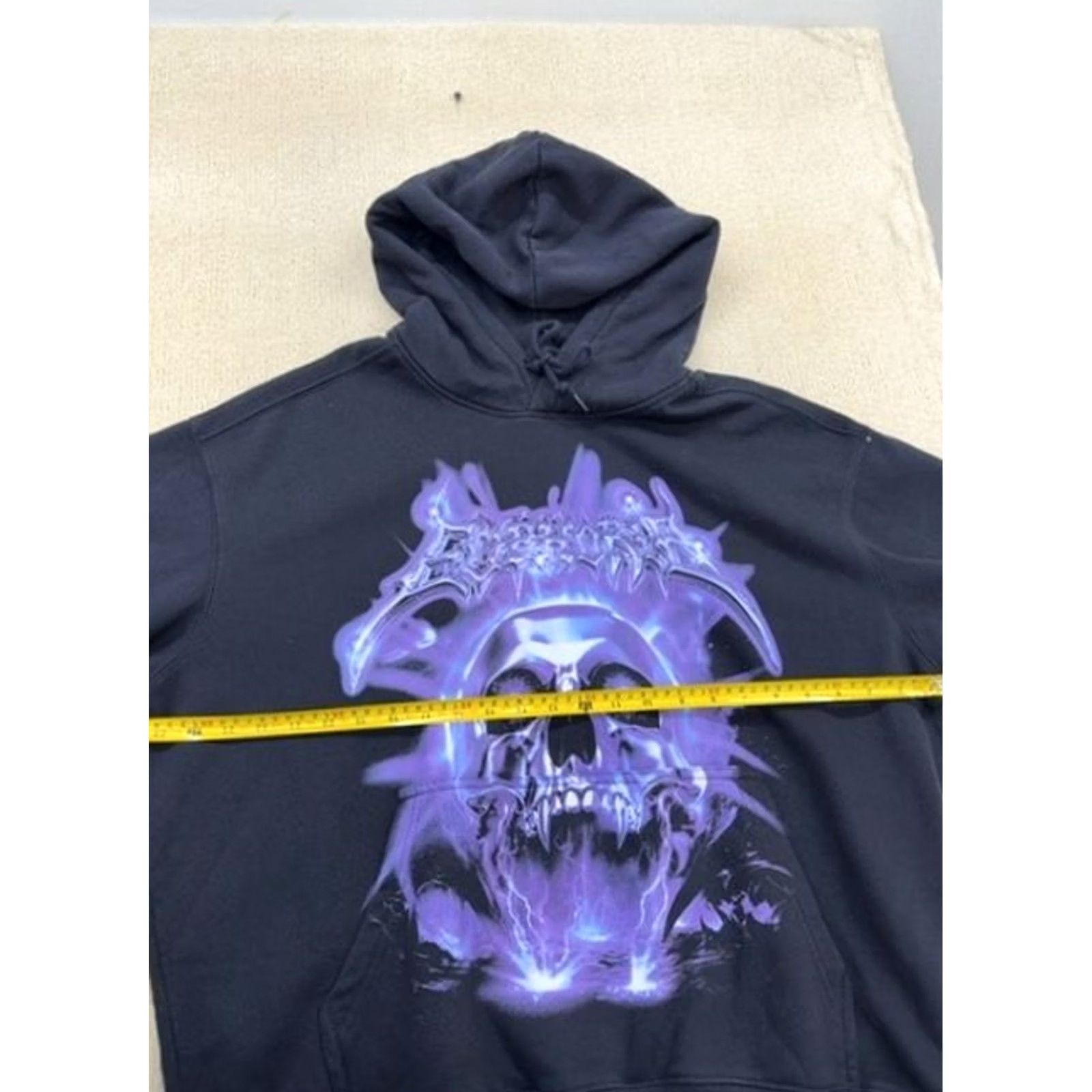 H&M H&M Hoodie Men XL Black/Purple Loose Fit with Double-layered drawstring hood Size US XL / EU 56 / 4 - 7 Thumbnail