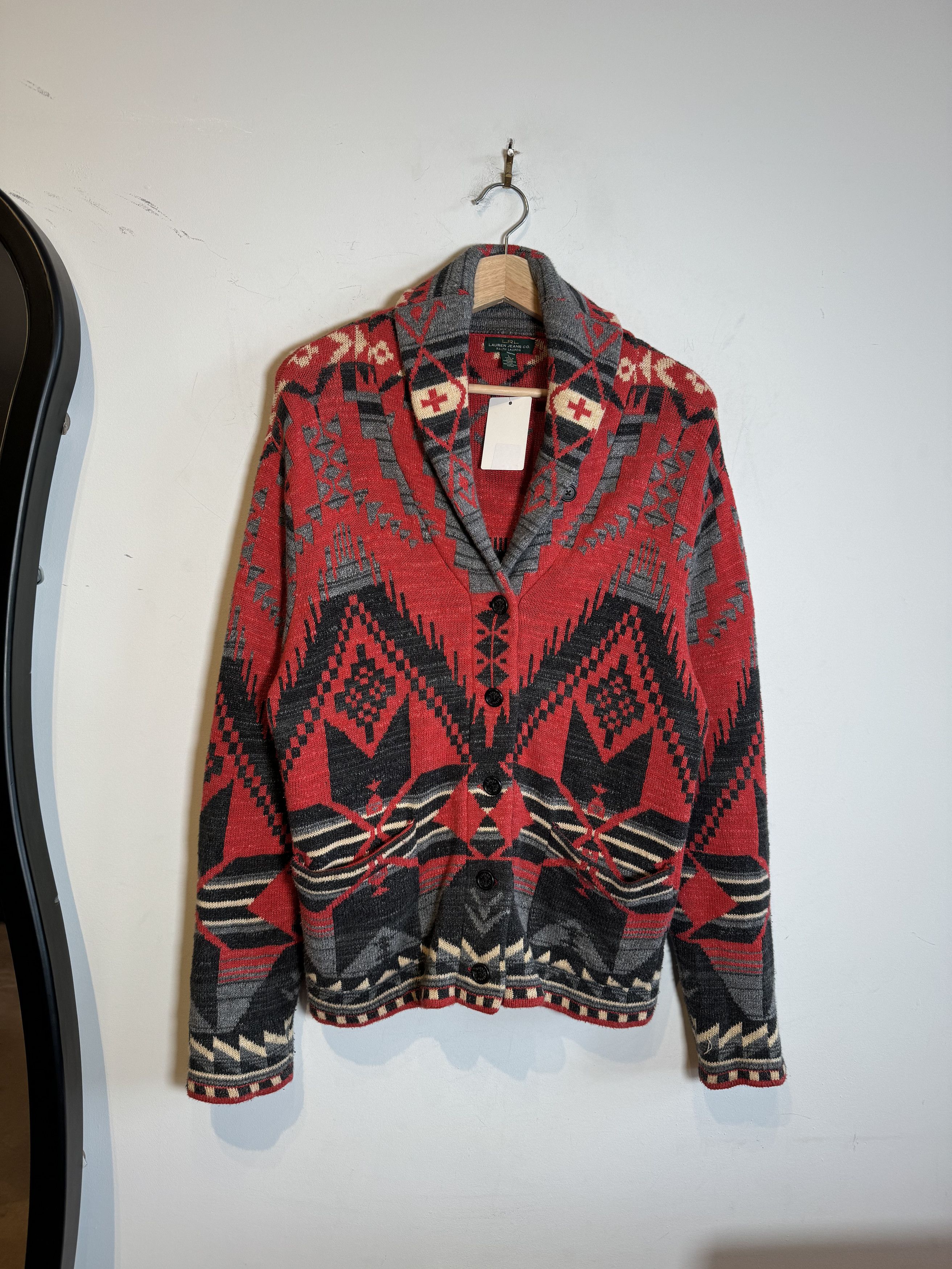 Lauren Ralph Lauren × Ralph Lauren 90/00s Lauren Ralph Lauren Aztec Southwest Cardigan Size L Size L / US 10 / IT 46 - 1 Thumbnail