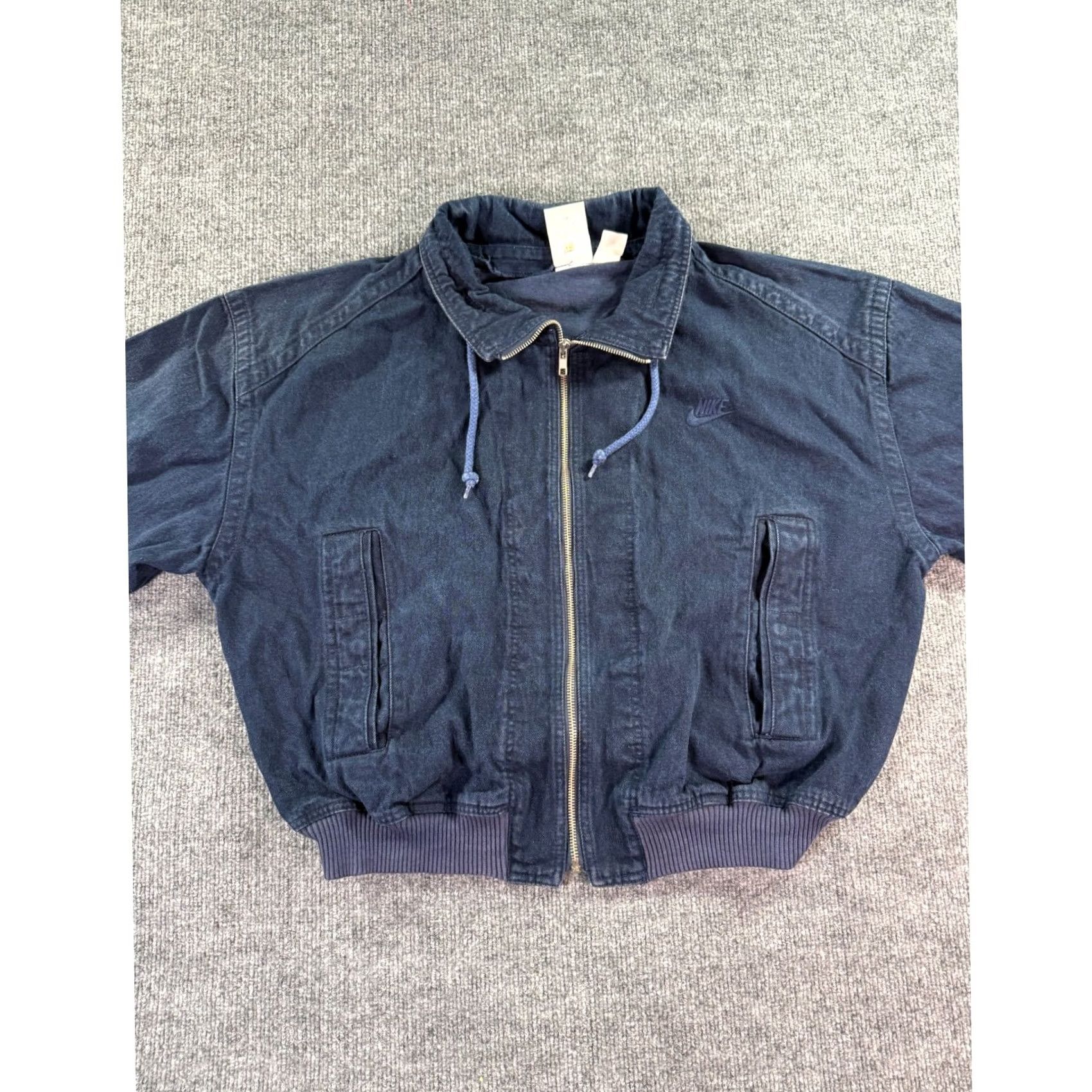 Nike VINTAGE Nike Challenge Court Bomber Jacket Mens XL Blue Denim Full Zip Swoosh Size US XL / EU 56 / 4 - 6 Thumbnail