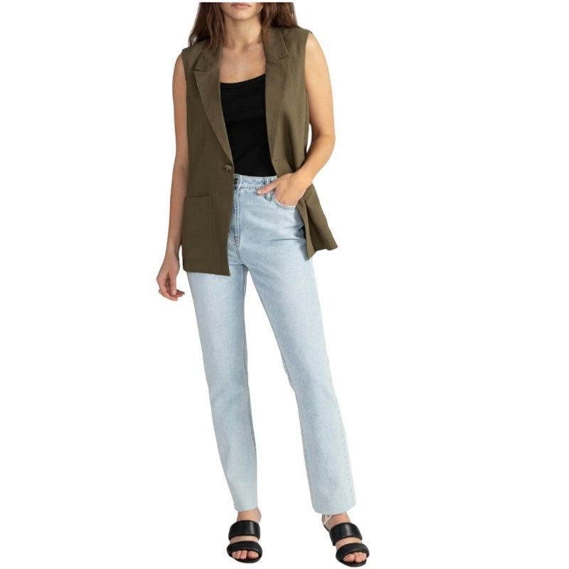 Sanctuary Olive One-Button Notched Lapel Two Front Pocket Vest Size XS / US 0-2 / IT 36-38 - 2 Thumbnail