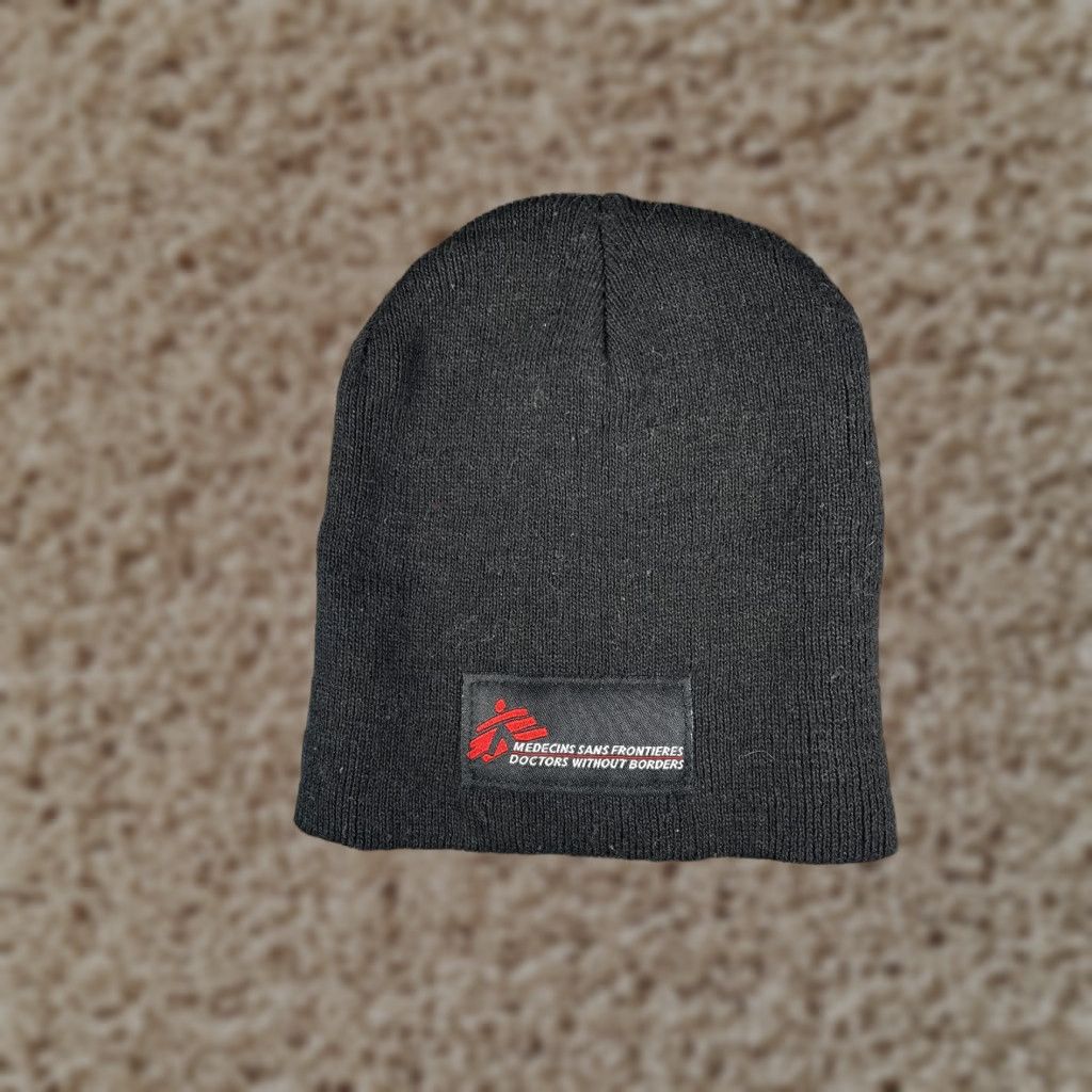 Vintage Doctors Without Borders Beanie Adult One Size Black Knit Acrylic Patch Hat Size ONE SIZE - 1 Thumbnail