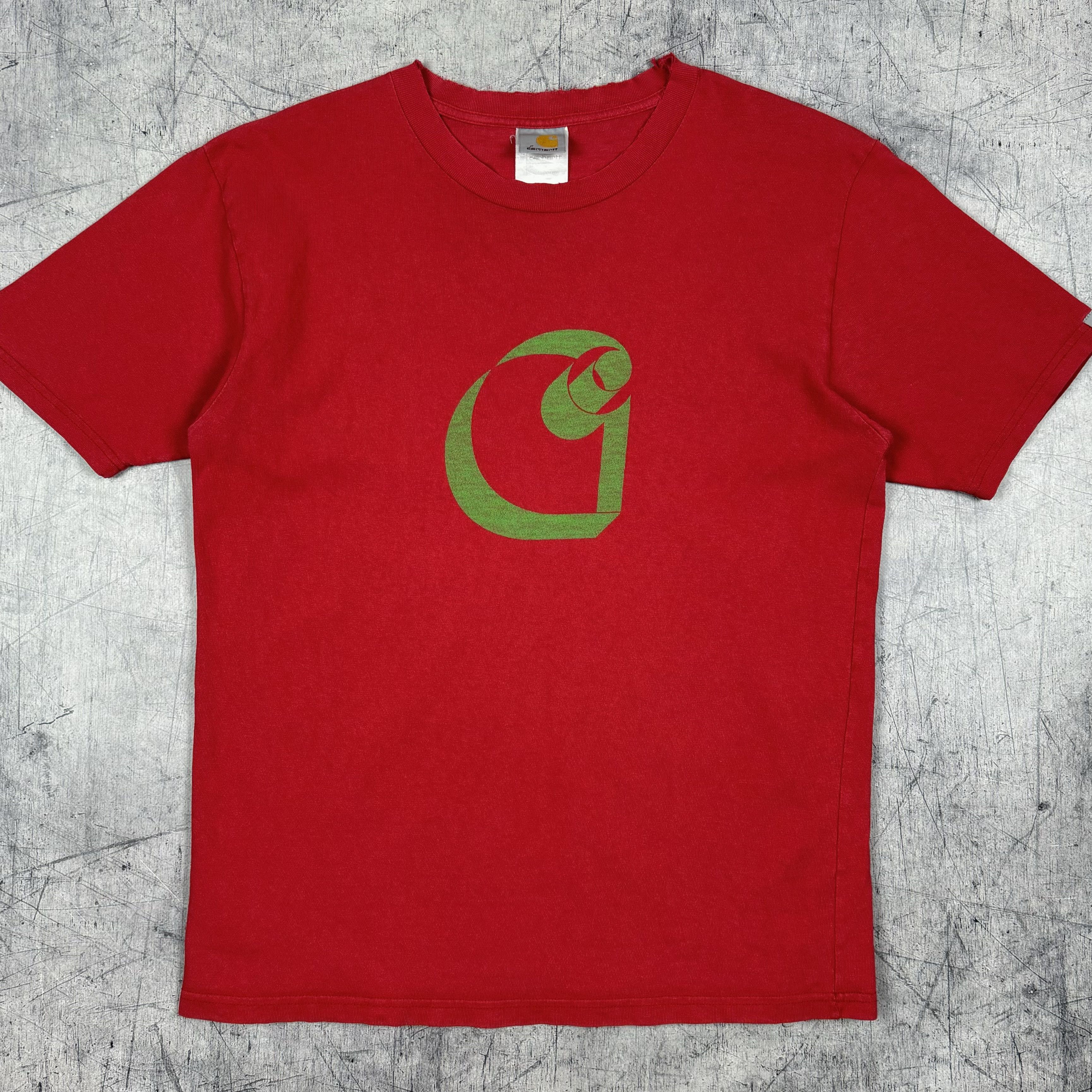 Pre-owned Carhartt Graphic C Logo Vintage Tee Shirt Graffiti Y2k In Red