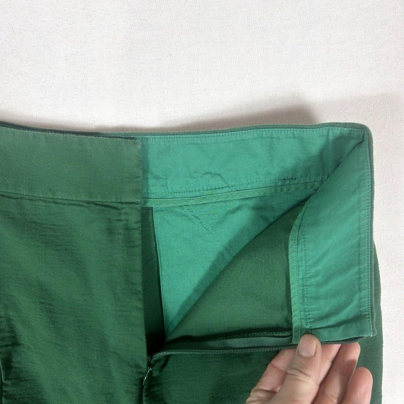J.Crew VINTAGE J. Crew The Pencil Skirt Womens 0P Petites Green Work Professional Short Office Slit Size 25" / US 0 / IT 36 - 2 Thumbnail