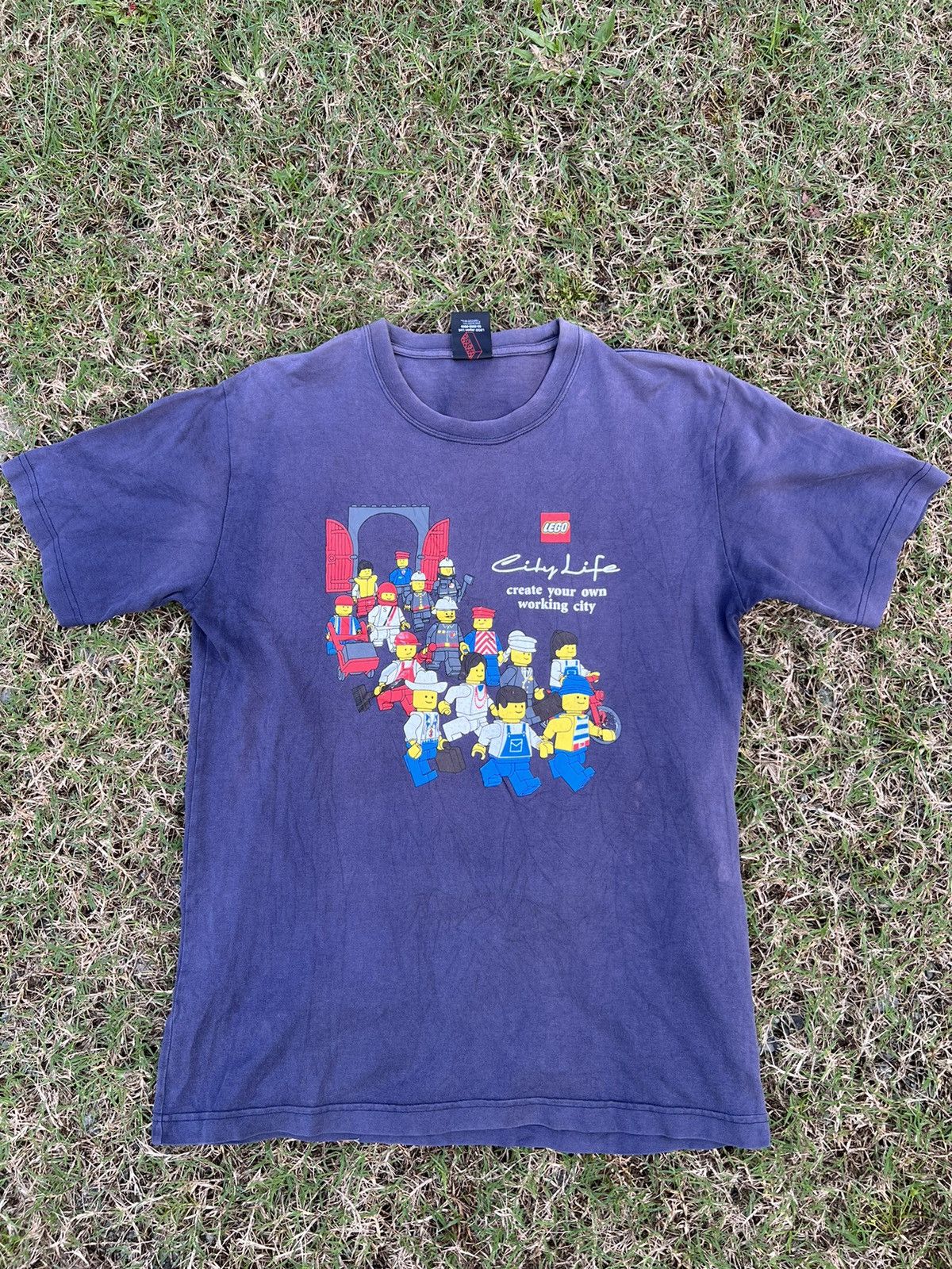 image of Anima x Lego VTG Faded Lego All Character in Blue Fade, Men's (Size Medium)