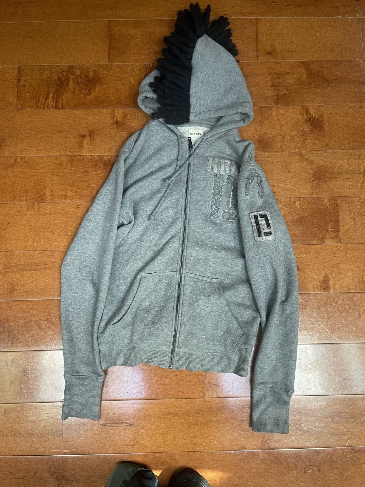 image of Diesel Dread Mohawk Zip Up Hoodie in Grey, Men's (Size Small)