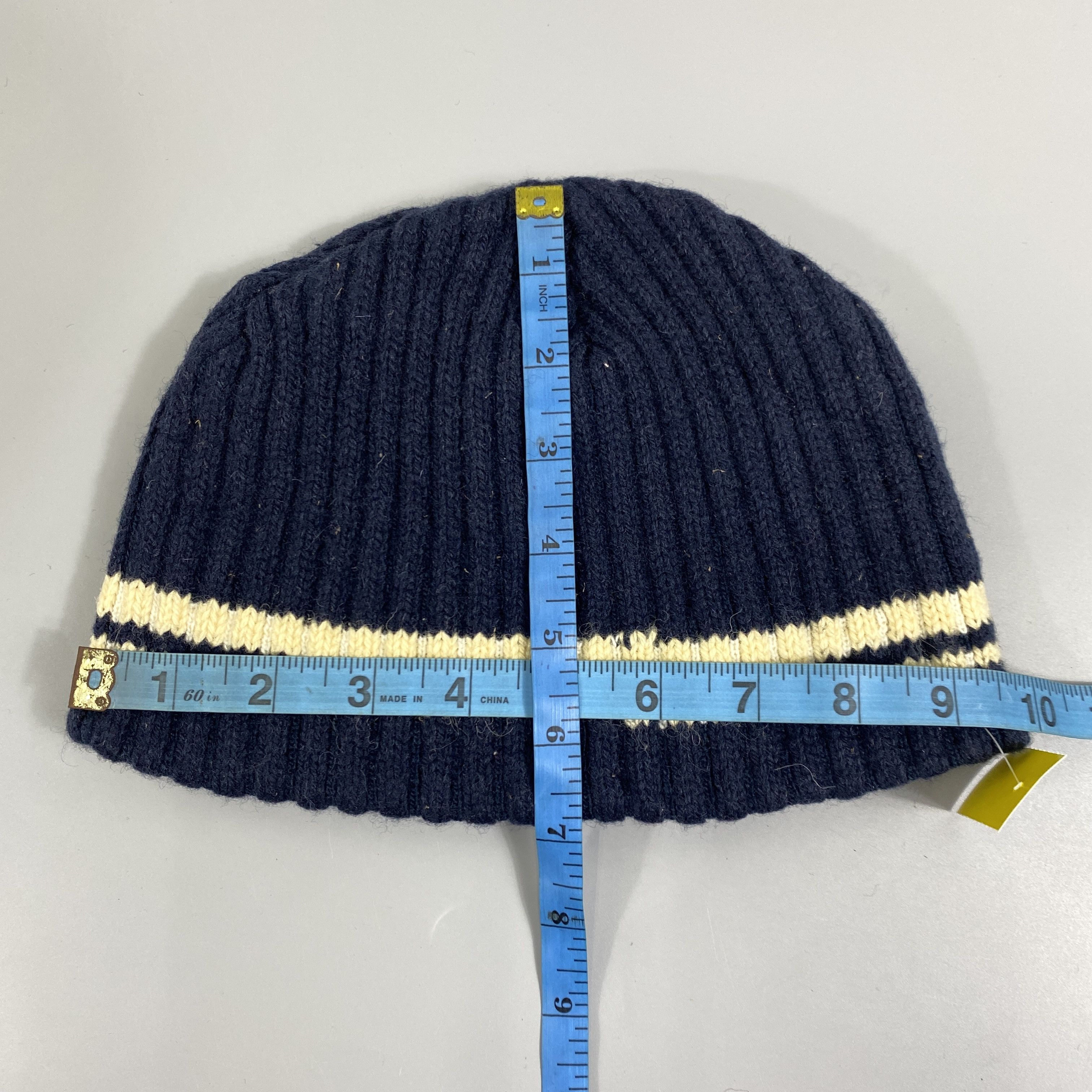 Japanese Brand GB White Lined Beanie Hats -BN969 Size ONE SIZE - 5 Thumbnail