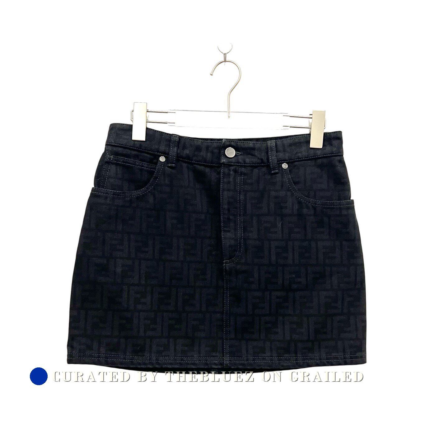 Fendi Fendi All-Over Letter Print Denim Skirt Size 40" / US 18 - 1 Thumbnail