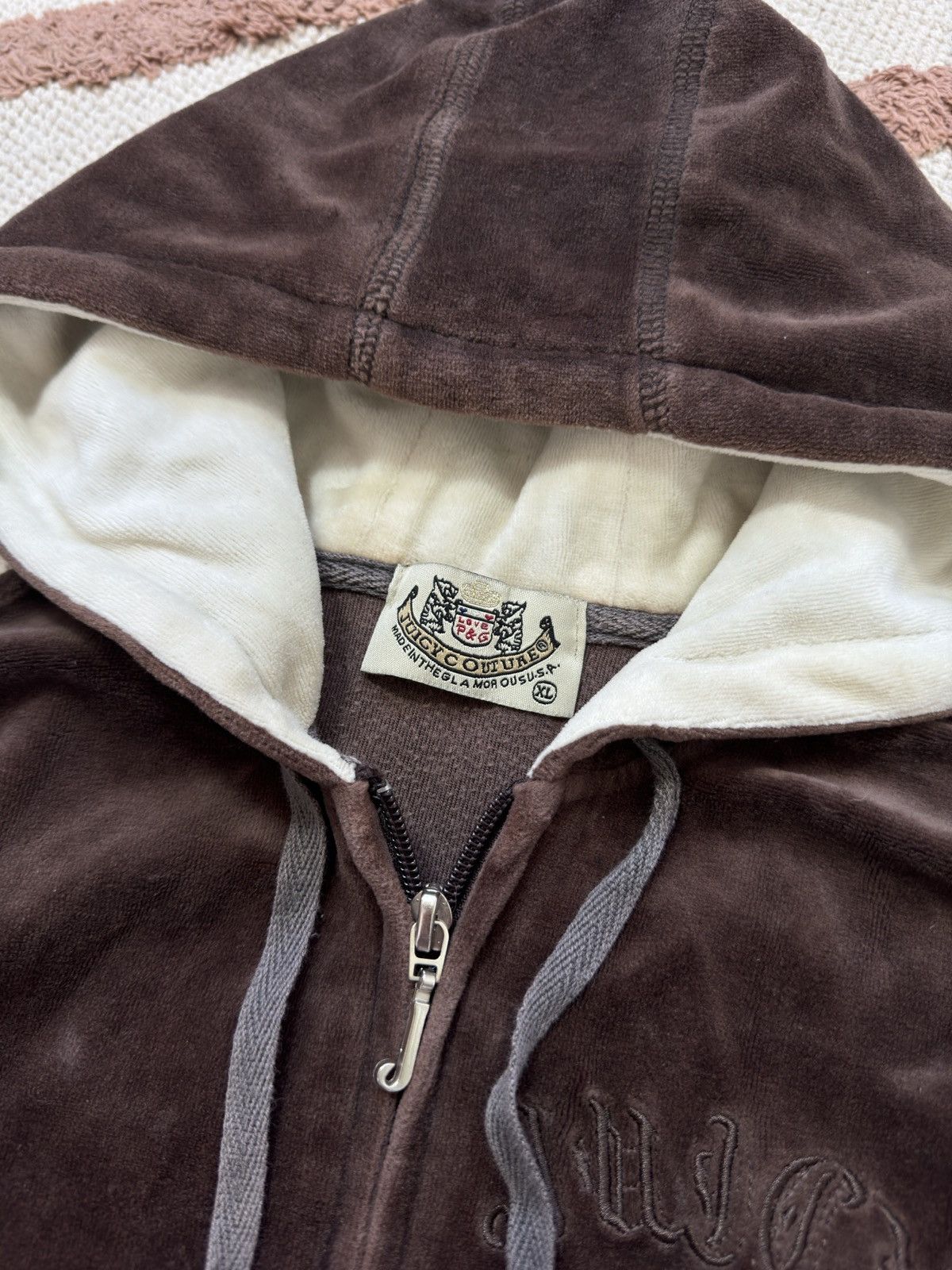 Juicy Couture VINTAGE JUICY COUTURE BIG LOGO Y2K BROWN ZIP HOODIE Size XL / US 12-14 / IT 48-50 - 6 Thumbnail