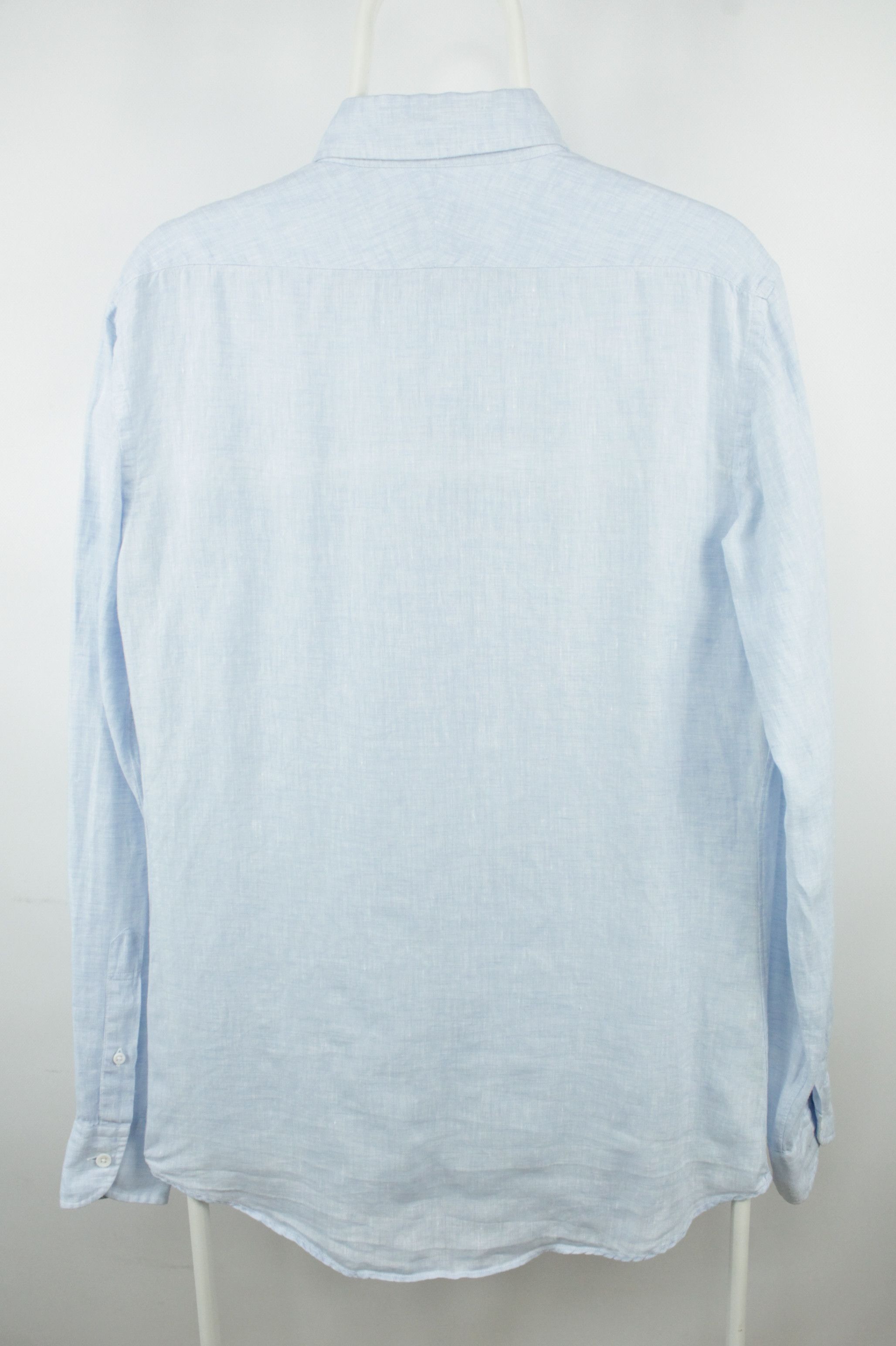 Spier & Mackay Spier & Mackay Handmade Extra Slim Blue Linen Dress Shirt Size US M / EU 48-50 / 2 - 5 Thumbnail