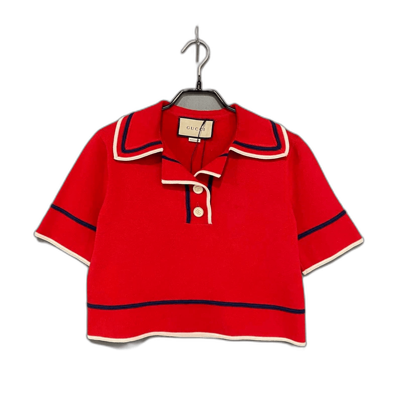 Red Striped Short Sleeve Top by Gucci