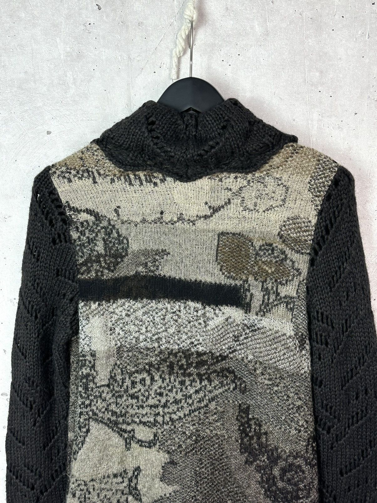 Vintage Aldo Martins Wool-Alpaca Printed Knit Long Cardigan Coat Size M / US 6-8 / IT 42-44 - 8 Thumbnail
