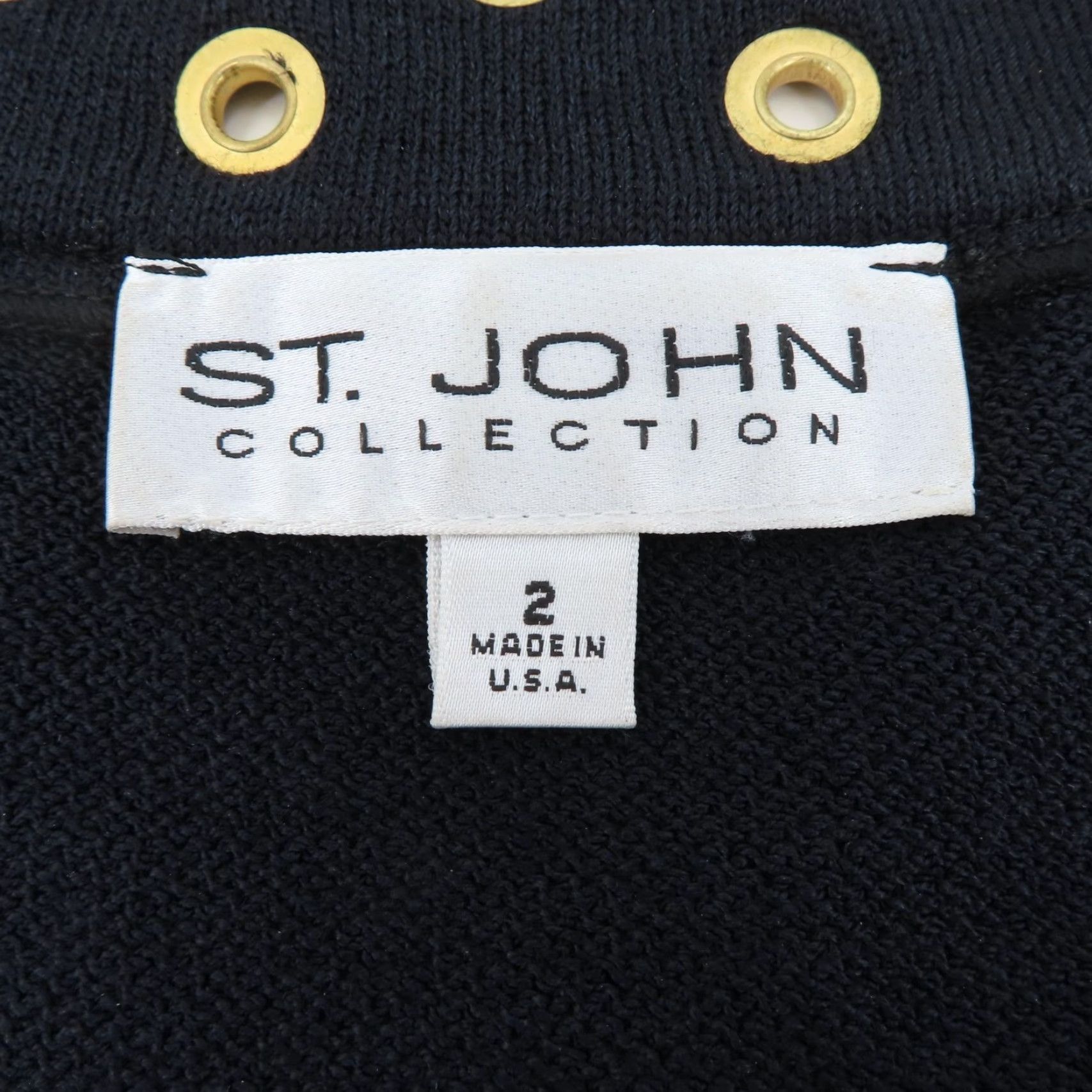 Vintage St John Collection Jacket Womens 2 Black Knit Gold Grommet Button Front Coat Size XS / US 0-2 / IT 36-38 - 7 Thumbnail