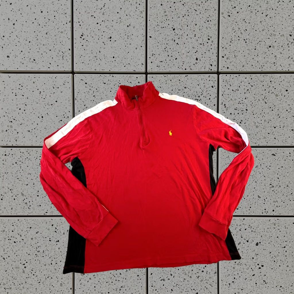 Polo Ralph Lauren Sweater 1XL Red Quarter Zip Pullover Long Sleeve Pima Soft Touch Mens, Men's
